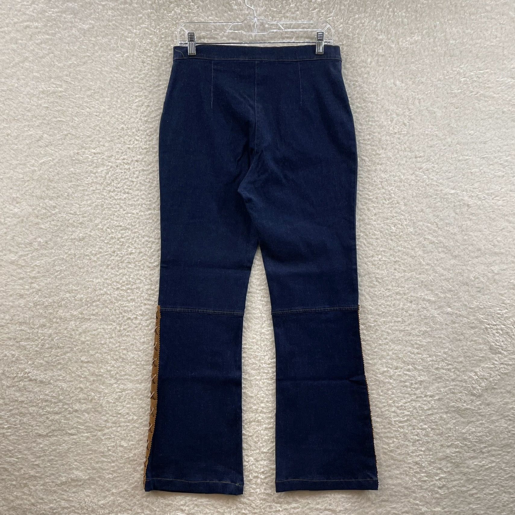 Vintage VINTAGE 90s Y2K Jeans 12 30 Lace-Up Bootcut Flare High Waisted 70s Boho Festival Jeans Womens M 30" Blue Too Hot Size 34" / US 12 / IT 48 - 2 Thumbnail