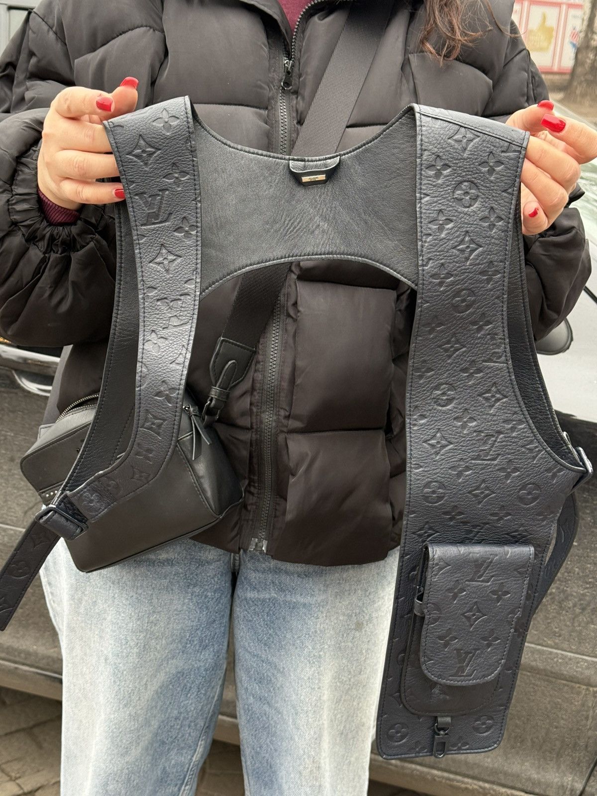 Pre-owned Louis Vuitton Ss2019  Harness Mid Layer Navy Leather Vest In Blue