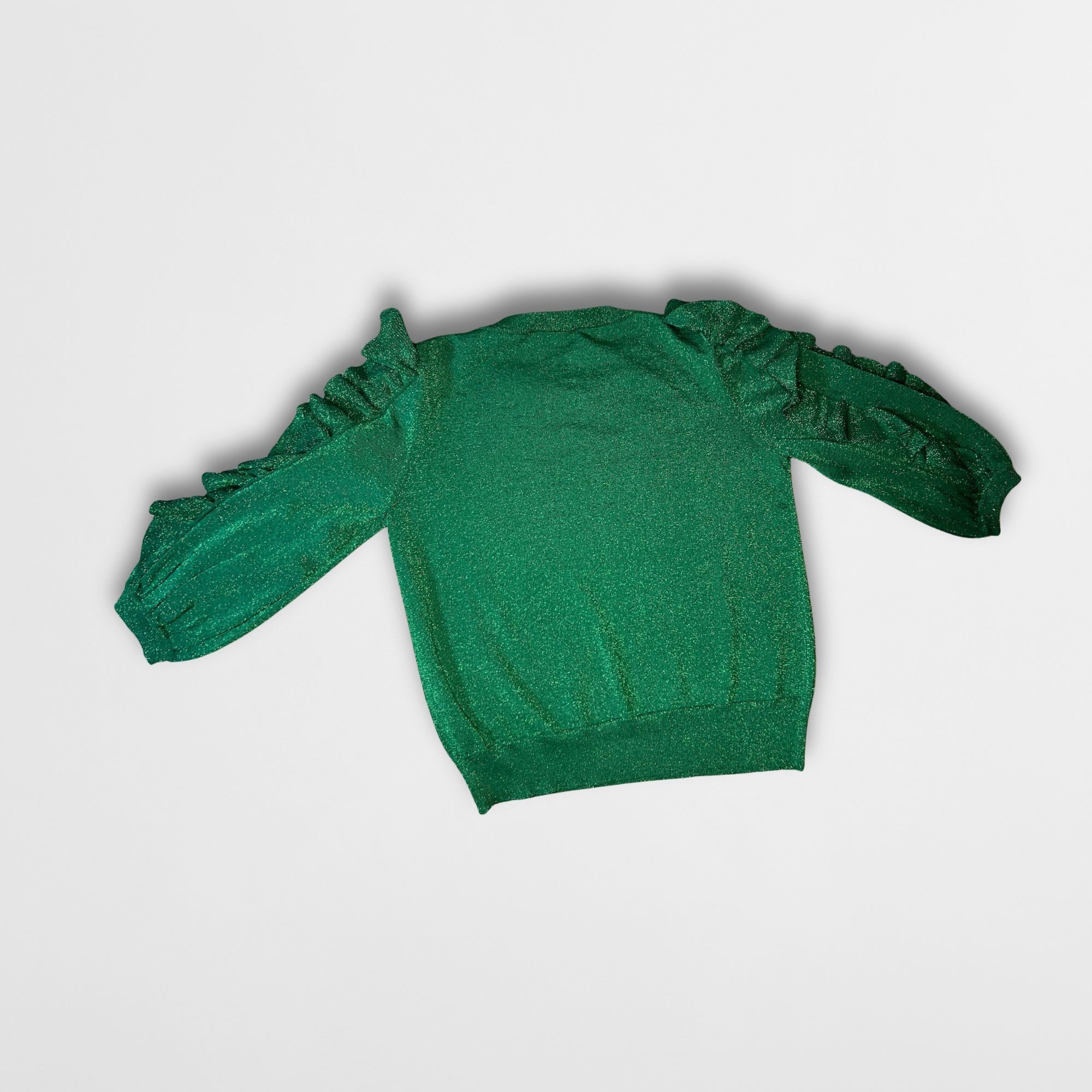 Zara Zara Green Sparkle Sweater With Ruffled Sleeves Medium Metal Size M / US 6-8 / IT 42-44 - 3 Thumbnail