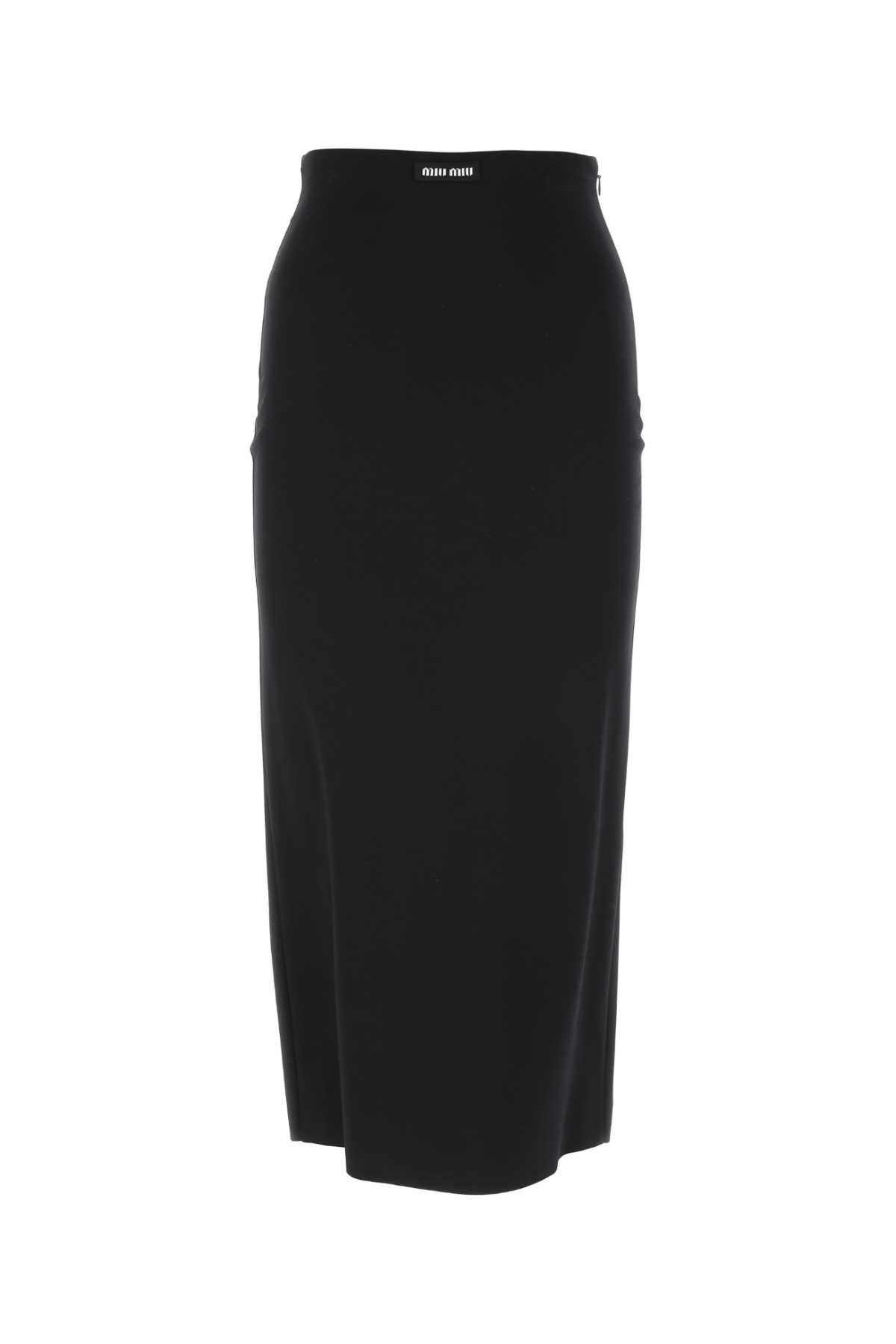 image of Miu Miu Black Stretch Nylon Skirt, Women's (Size 30)