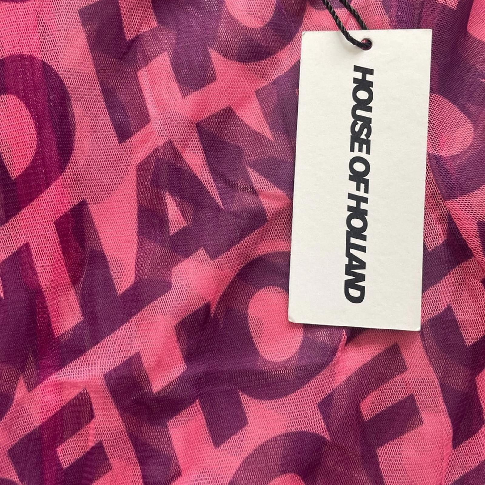 House Of Holland House of Holland Pink Logo Mesh Long Sleeve Top BNWT Size S / US 4 / IT 40 - 3 Thumbnail