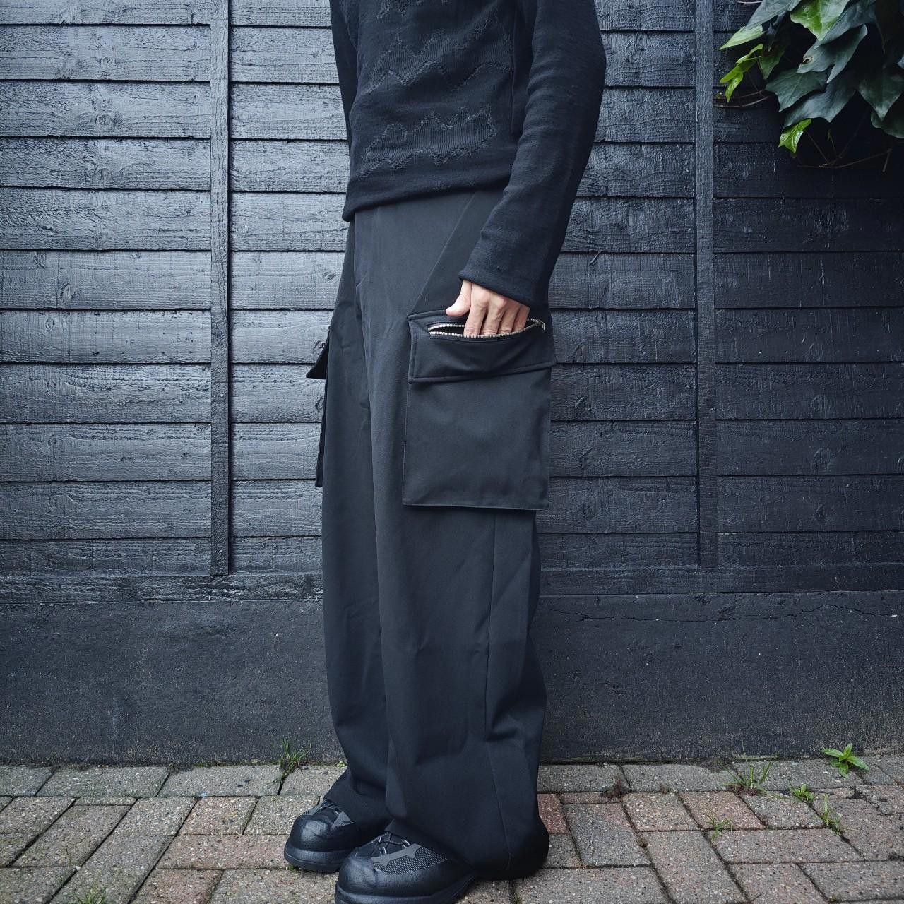 Other Japanese Black Wide Leg Cargo Zip Trousers Size US 32 / EU 48 - 7 Thumbnail