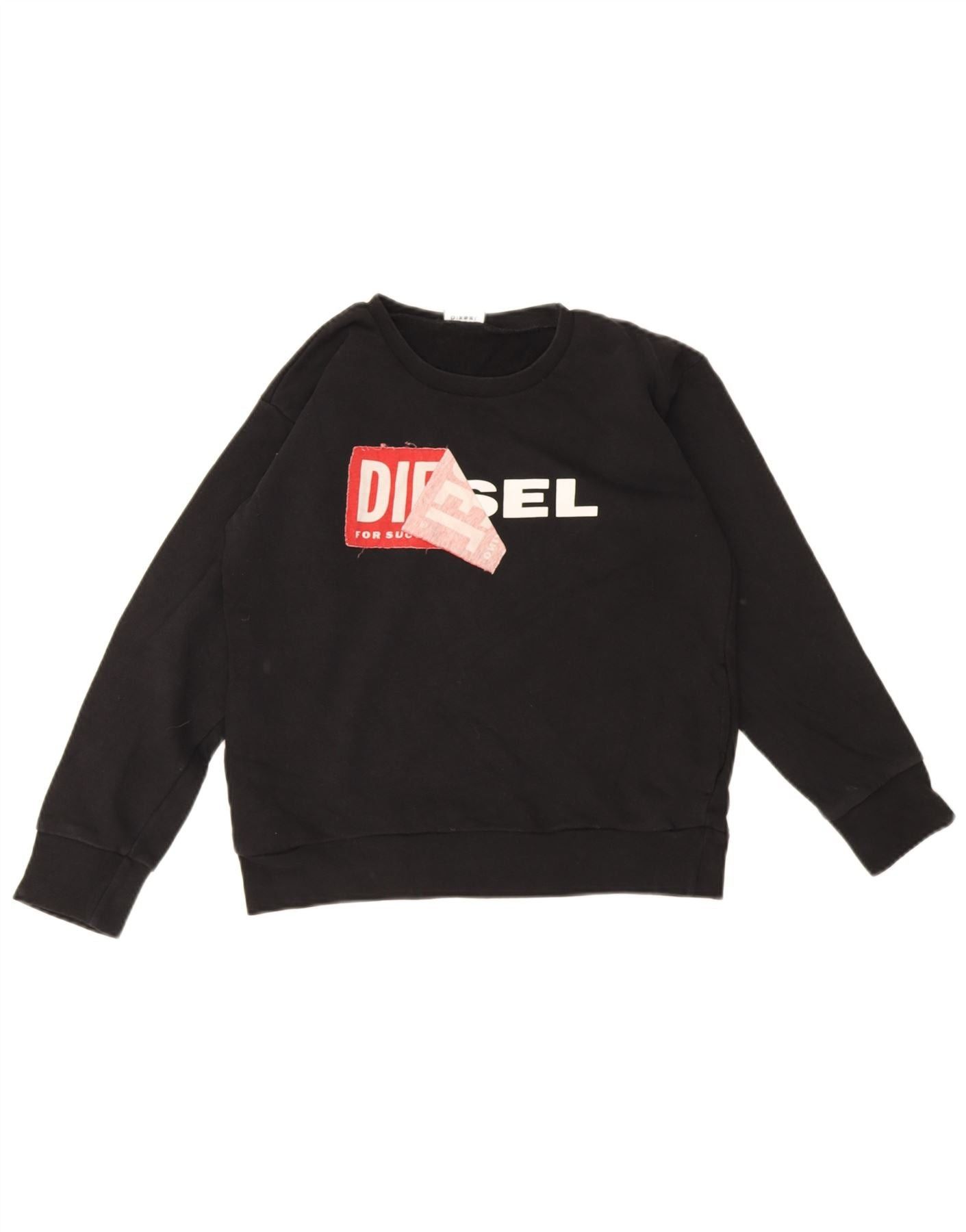 Diesel Womens Graphic Sweatshirt Jumper UK 12 Medium Black Cotton Size S / US 4 / IT 40 - 1 Thumbnail