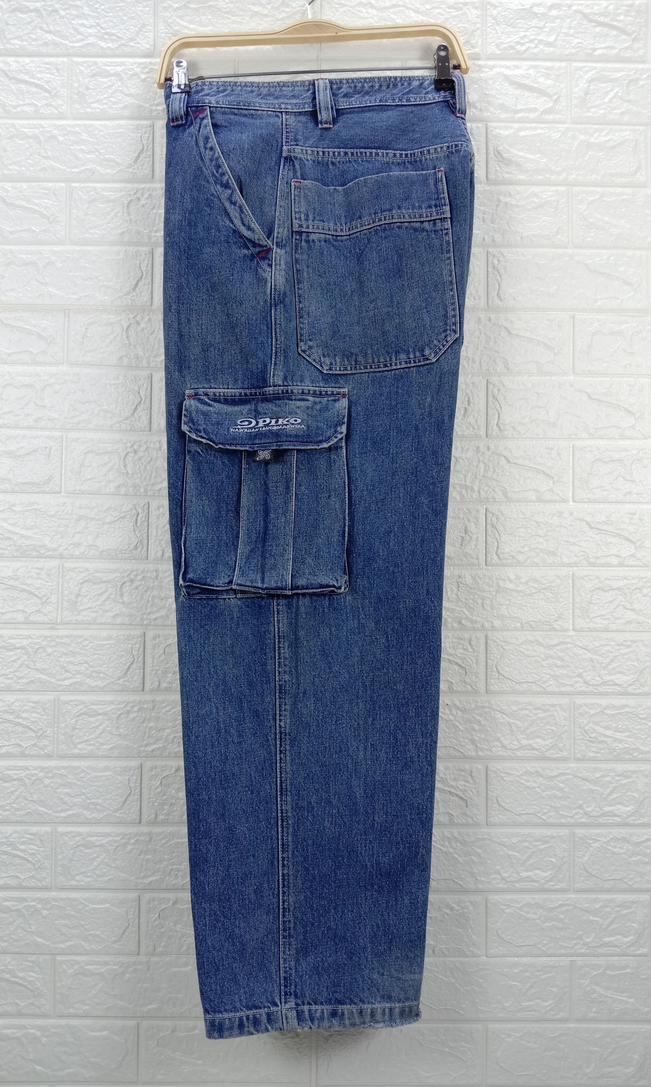 Japanese Brand Vintage Japanese Piko Wide Multi Pocket Cargo Baggy Jeans Size US 31 - 9 Thumbnail
