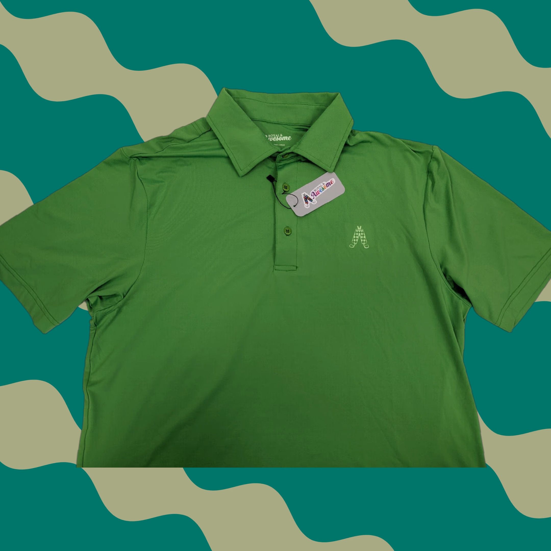 Vintage Royal & Awesome Shirt Mens L Green Performance Stretch Golf Polo NWT Size US L / EU 52-54 / 3 - 1 Thumbnail