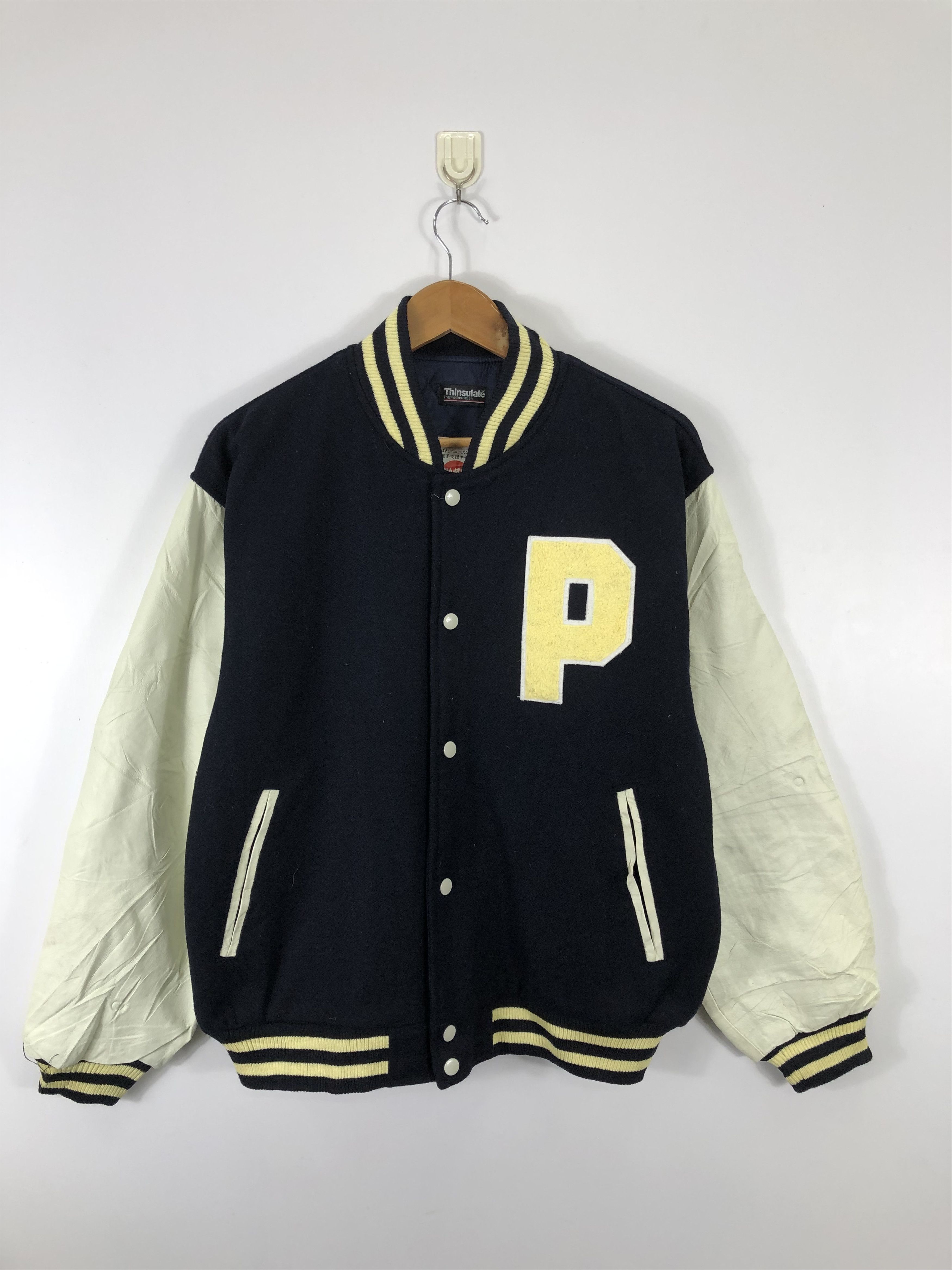 Vintage Vintage 90s Thinsulate Japan Varsity Leather Sleeve V0223 Size US L / EU 52-54 / 3 - 1 Thumbnail