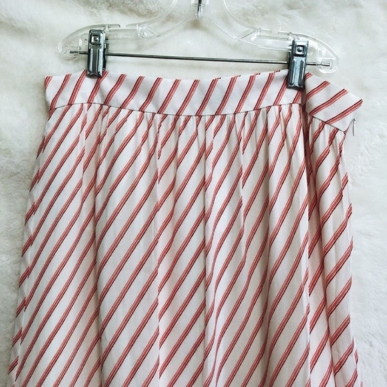 Loft LOFT Pink and White Striped Ruffle Hem Skirt Size 27" / US 4 / IT 40 - 3 Thumbnail