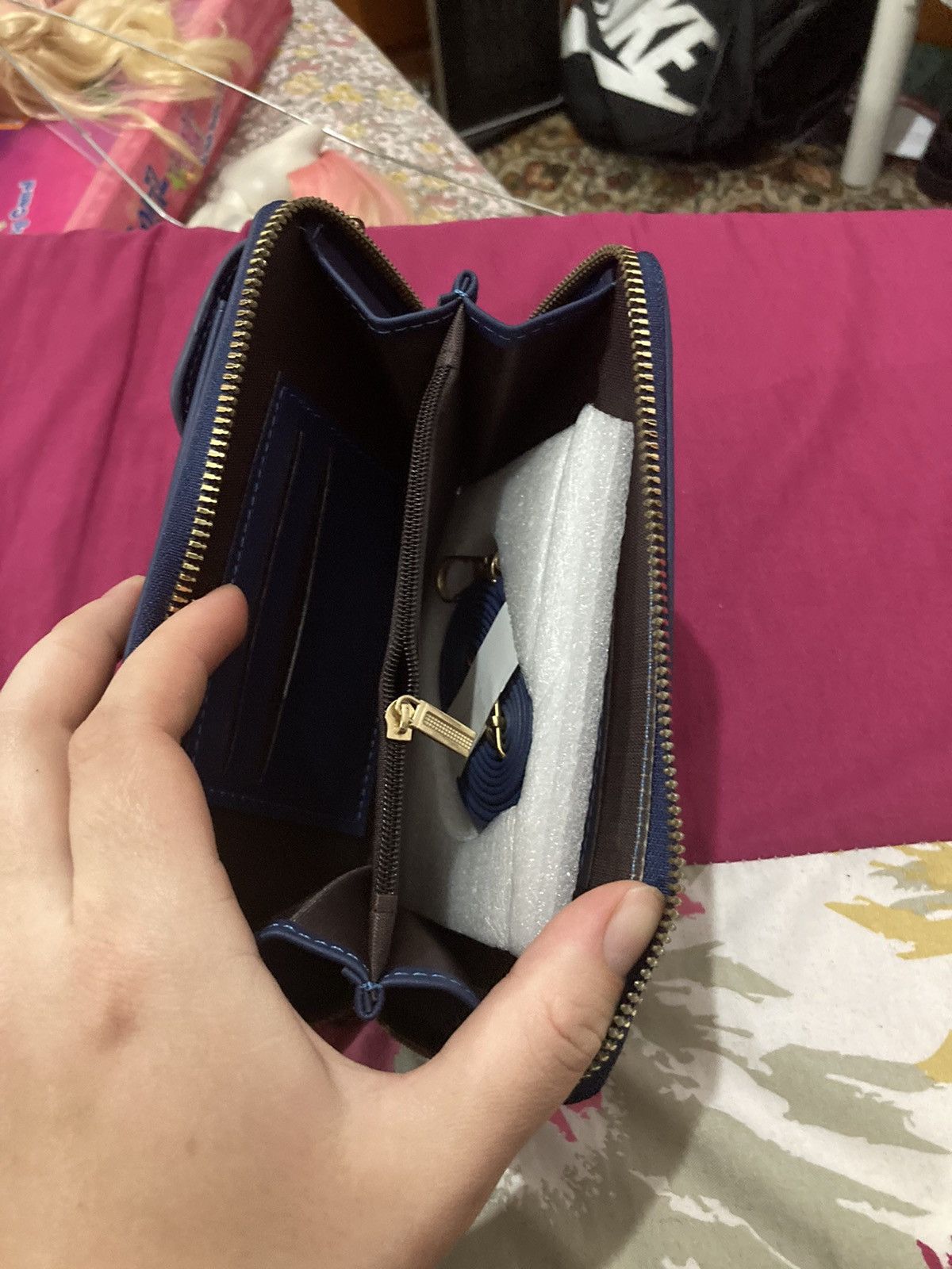 Other Blue faux leather phone pouch and wallet bag Size ONE SIZE - 2 Thumbnail