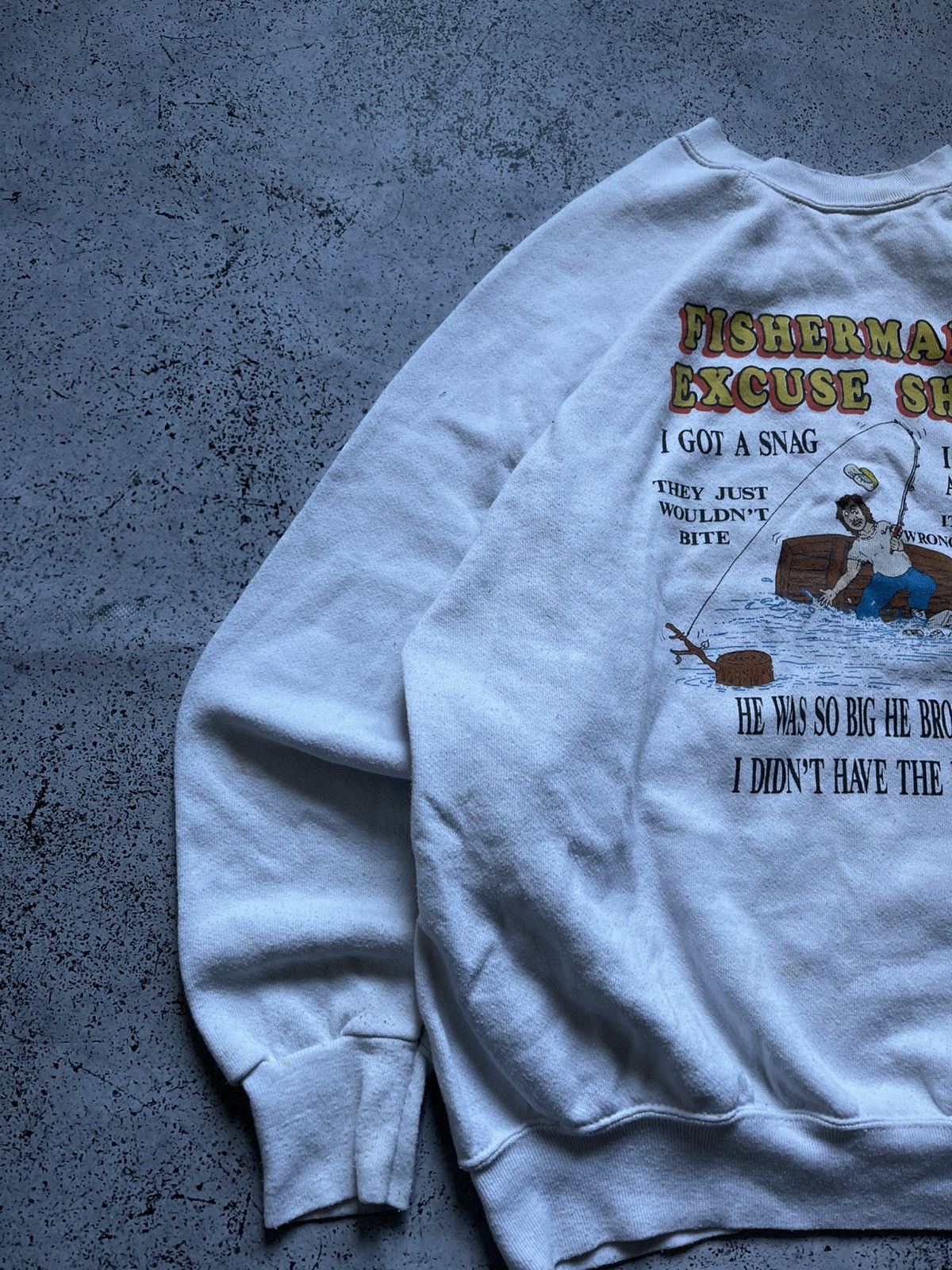 Vintage Vintage 1989 Fisherman’s Excuse Shirt White Sweatshirt Humor Size US L / EU 52-54 / 3 - 8 Thumbnail