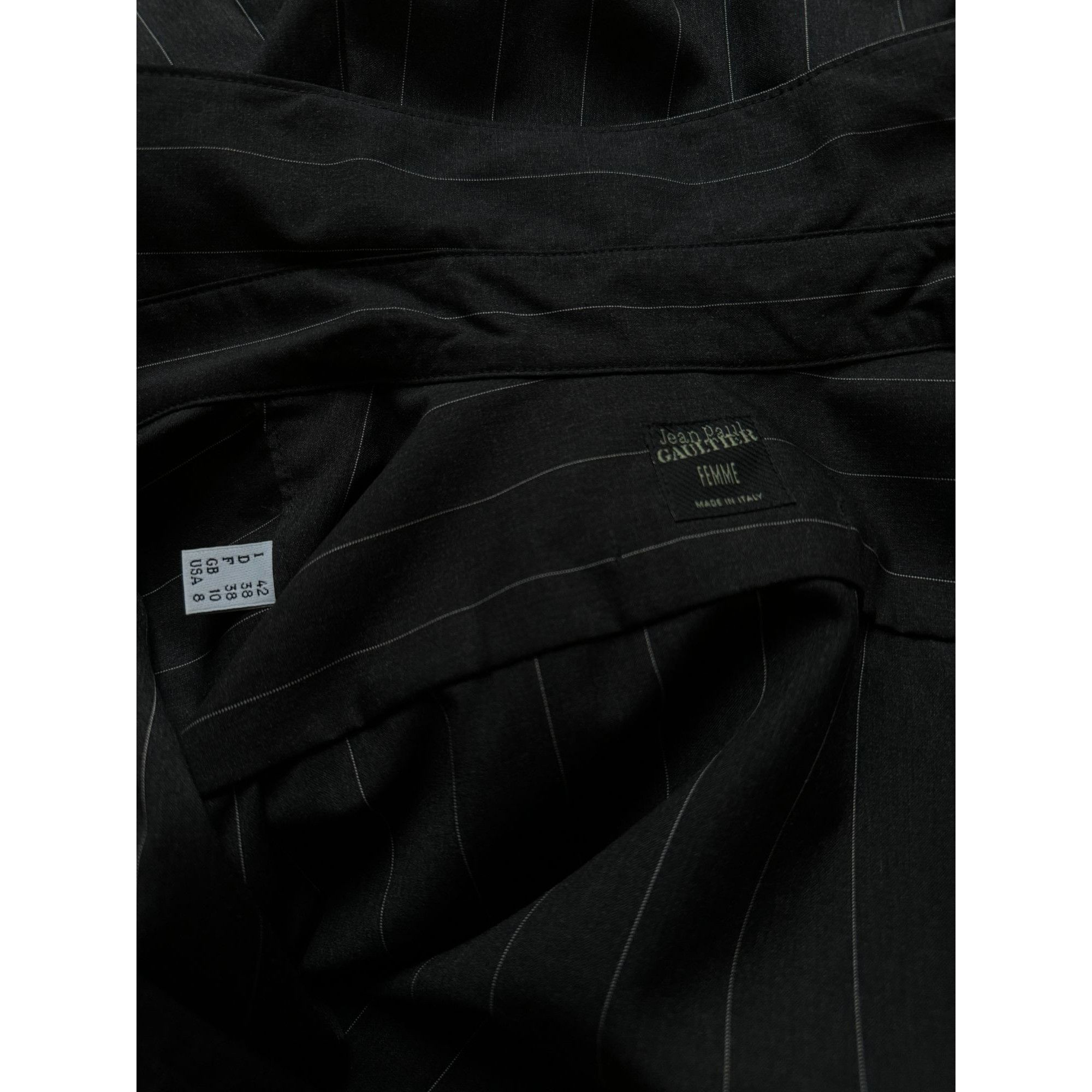 Jean Paul Gaultier Grey & Black Pinstripe Bodysuit Shirt Size S / US 4 / IT 40 - 5 Thumbnail