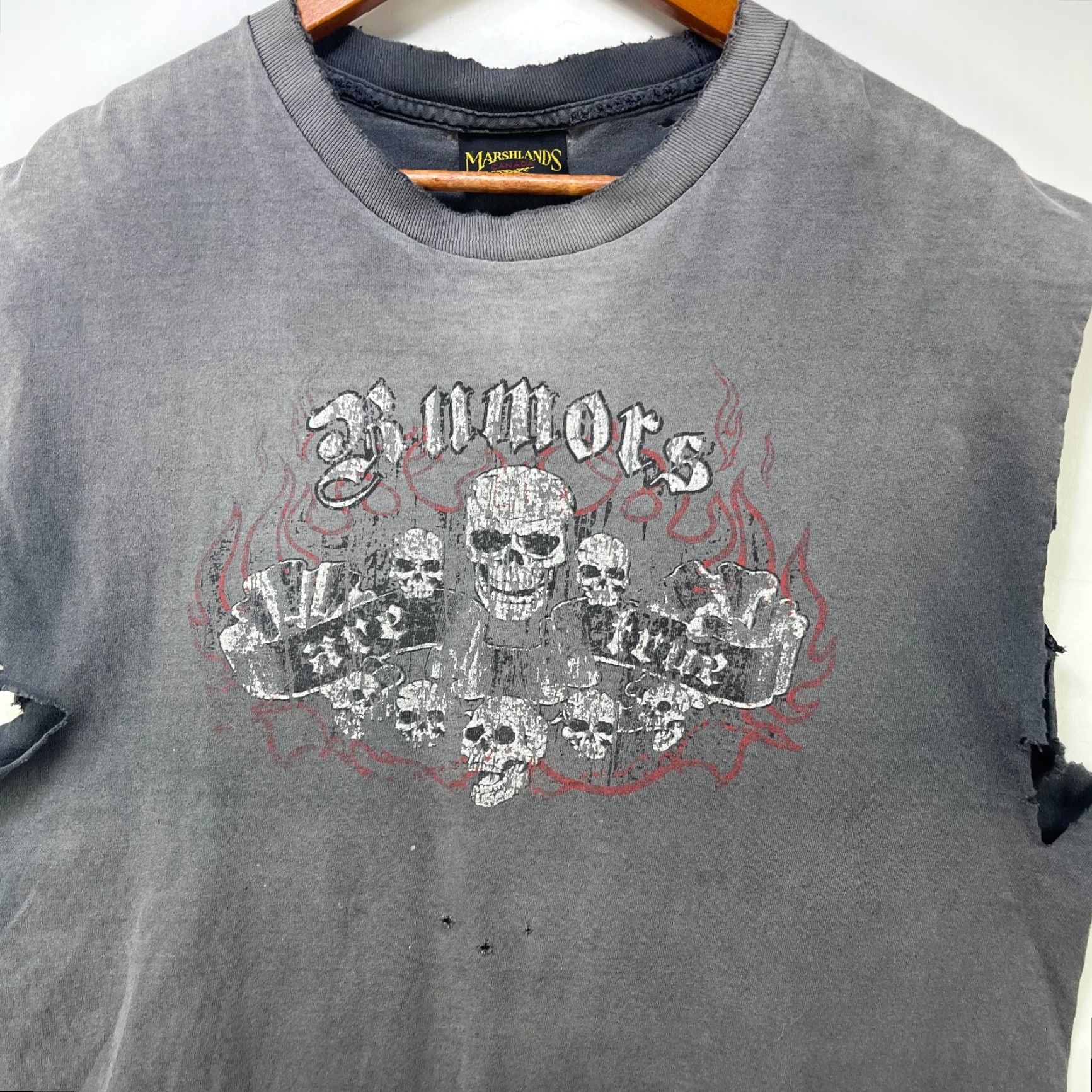 Vintage VINTAGE 90s Sun Faded Skull Choppers Flames Shirt XL Mens T-Shirt Black Size US XL / EU 56 / 4 - 2 Thumbnail