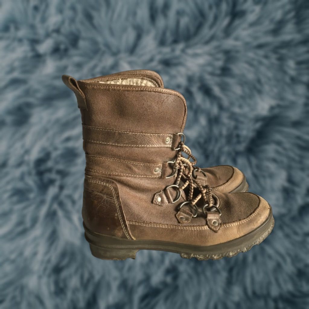 Vintage Bos & Co Boots 39 Lace Up Zip Leather Wool Lined Brown Mitchell Women Mid-Calf Block Heel US 9 EU 39 Vintage No Size US 9 / IT 39 - 1 Thumbnail