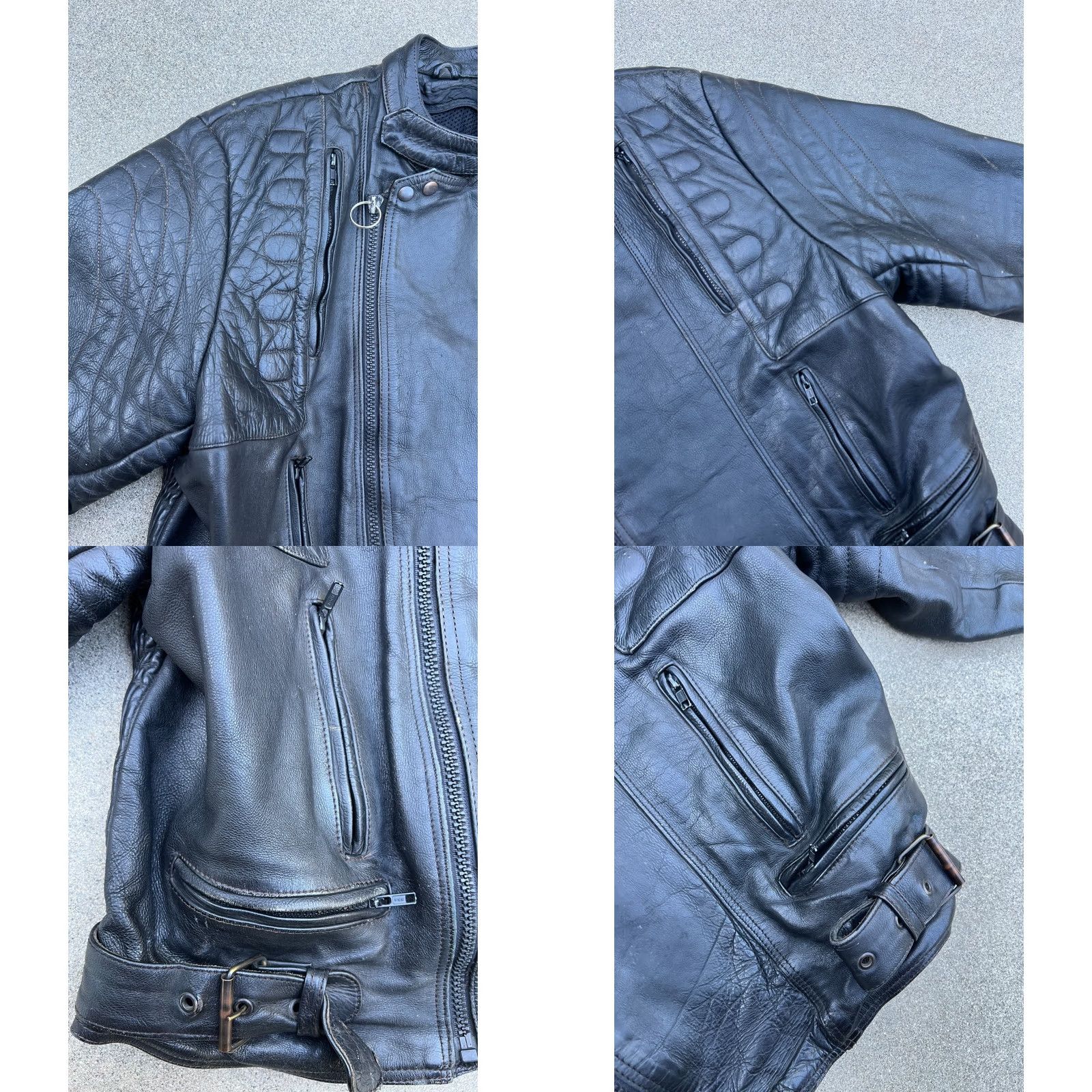 Vintage Vintage Heavy Duty Motorcycle Biker Jacket Men's MED Black Leather Thick Riding Jacket Full Zip Mens Size US M / EU 48-50 / 2 - 8 Thumbnail