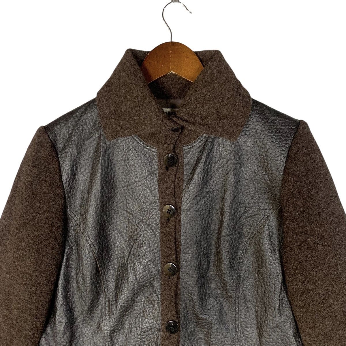 Japanese Brand Vintage Monegal Wool With Leather Jacket Size S / 40 Size M / US 6-8 / IT 42-44 - 2 Thumbnail