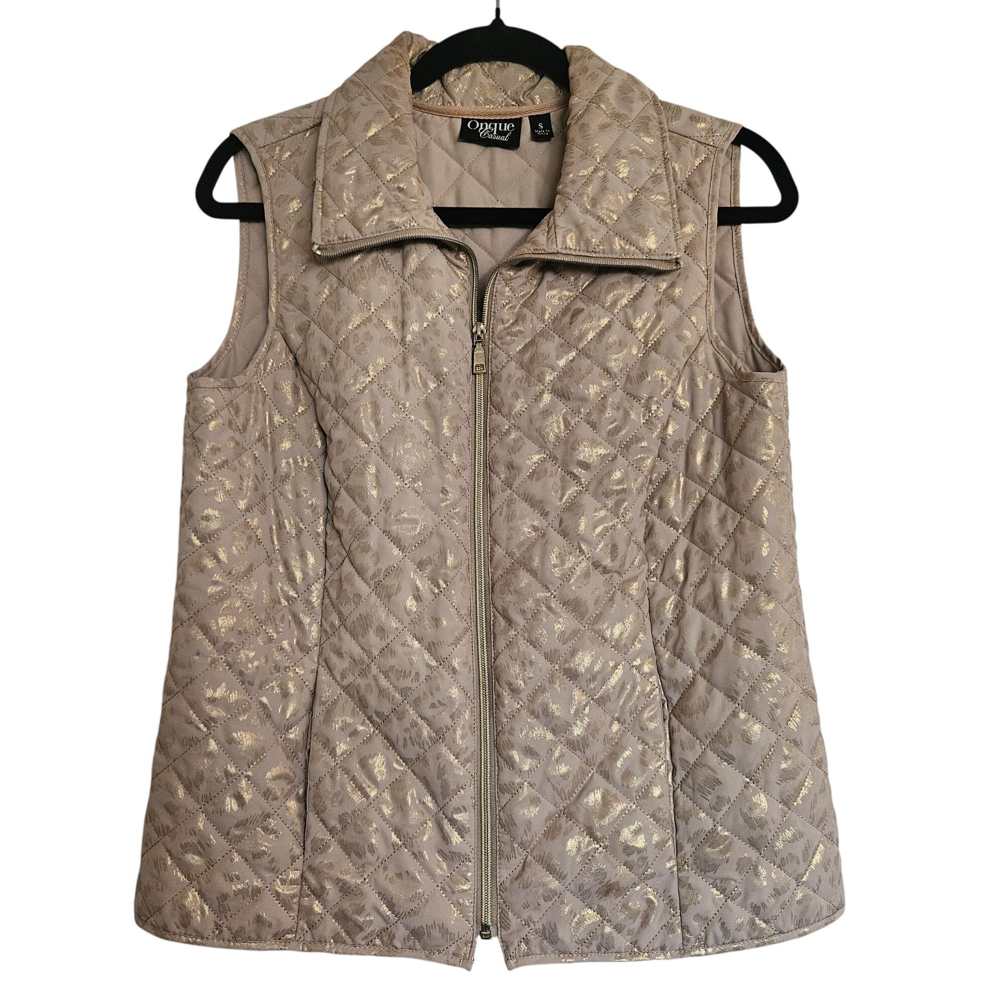 Other Onque Casual Women’s Quilted Vest Gold S Metallic Layering O Size S / US 4 / IT 40 - 4 Thumbnail