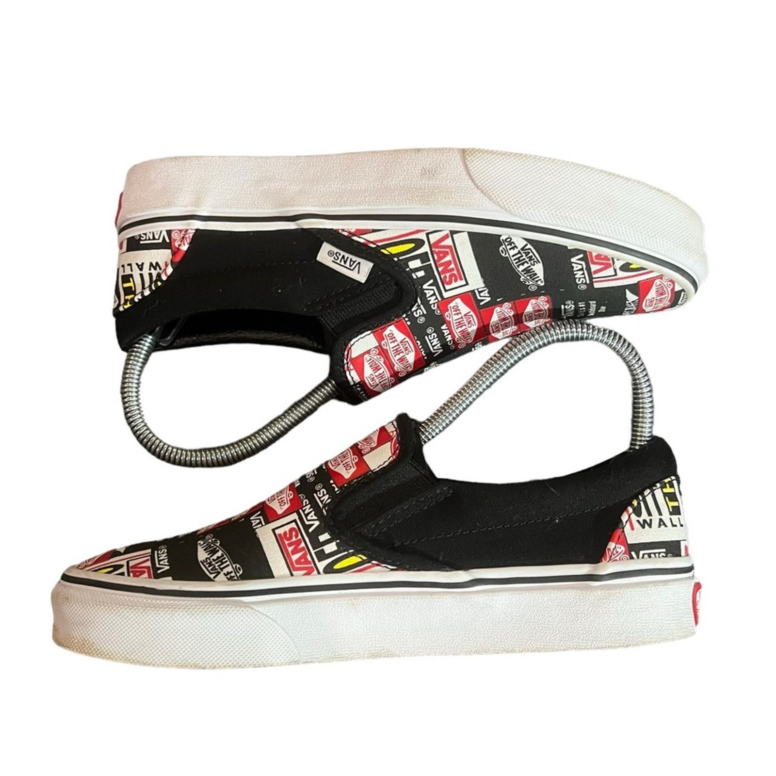 Vans Vans Classic Slip-On Sneakers Black True White Logo Print Size US 6.5 / IT 36.5 - 3 Thumbnail