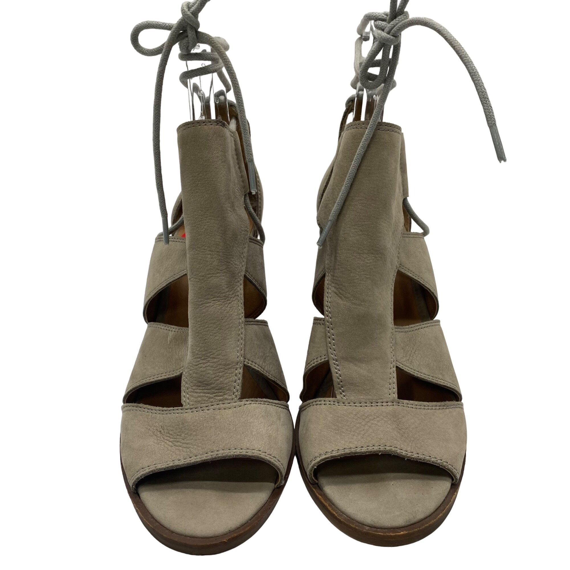 Lucky Brand Lucky Brand Lanita Taupe Leather cut-out Lace-Up Block Heel Size US 10 / IT 40 - 3 Thumbnail