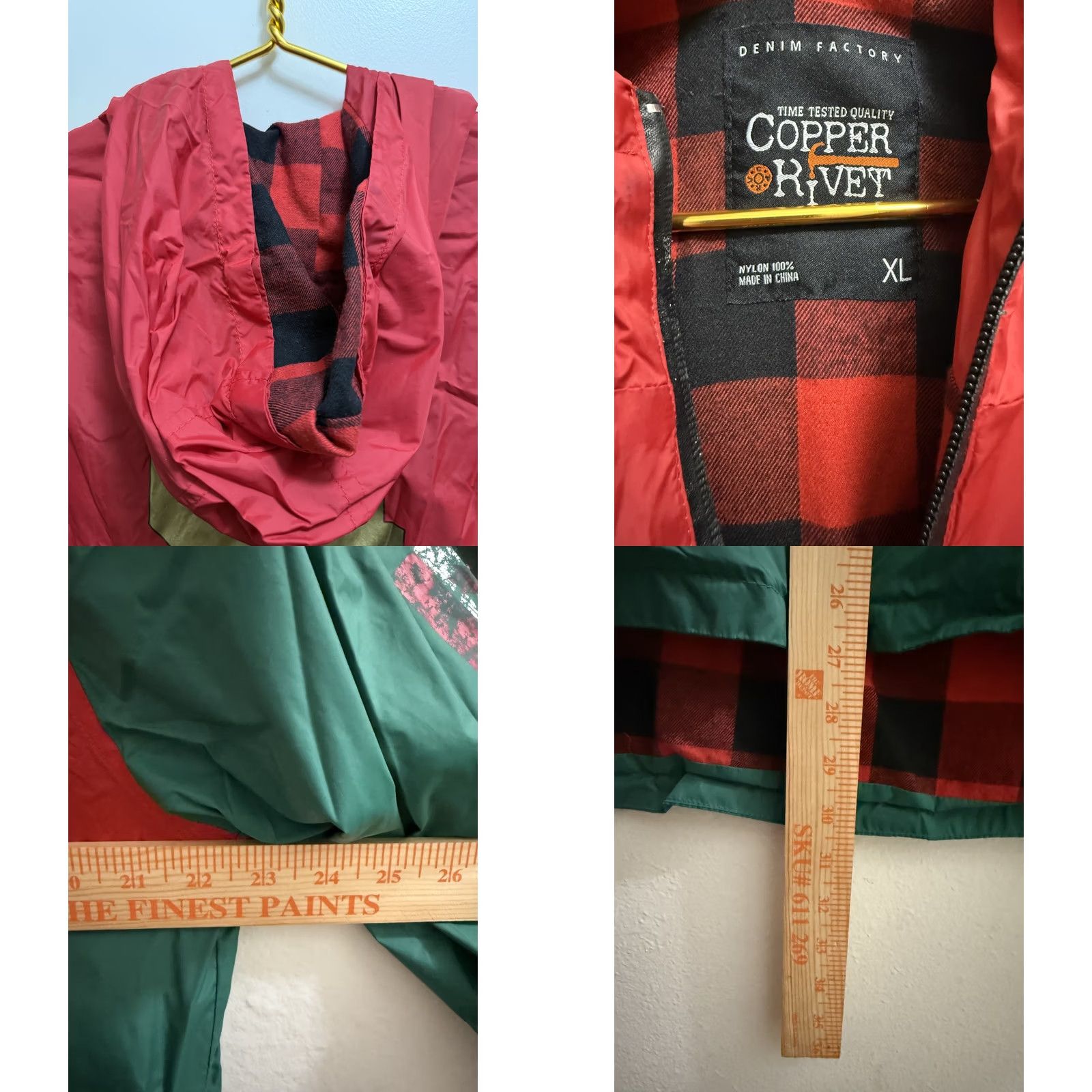 Vintage Copper Rivet Windbreaker Jacket Mens XL Red Green Worldwide Champions Hooded Size US XL / EU 56 / 4 - 8 Thumbnail