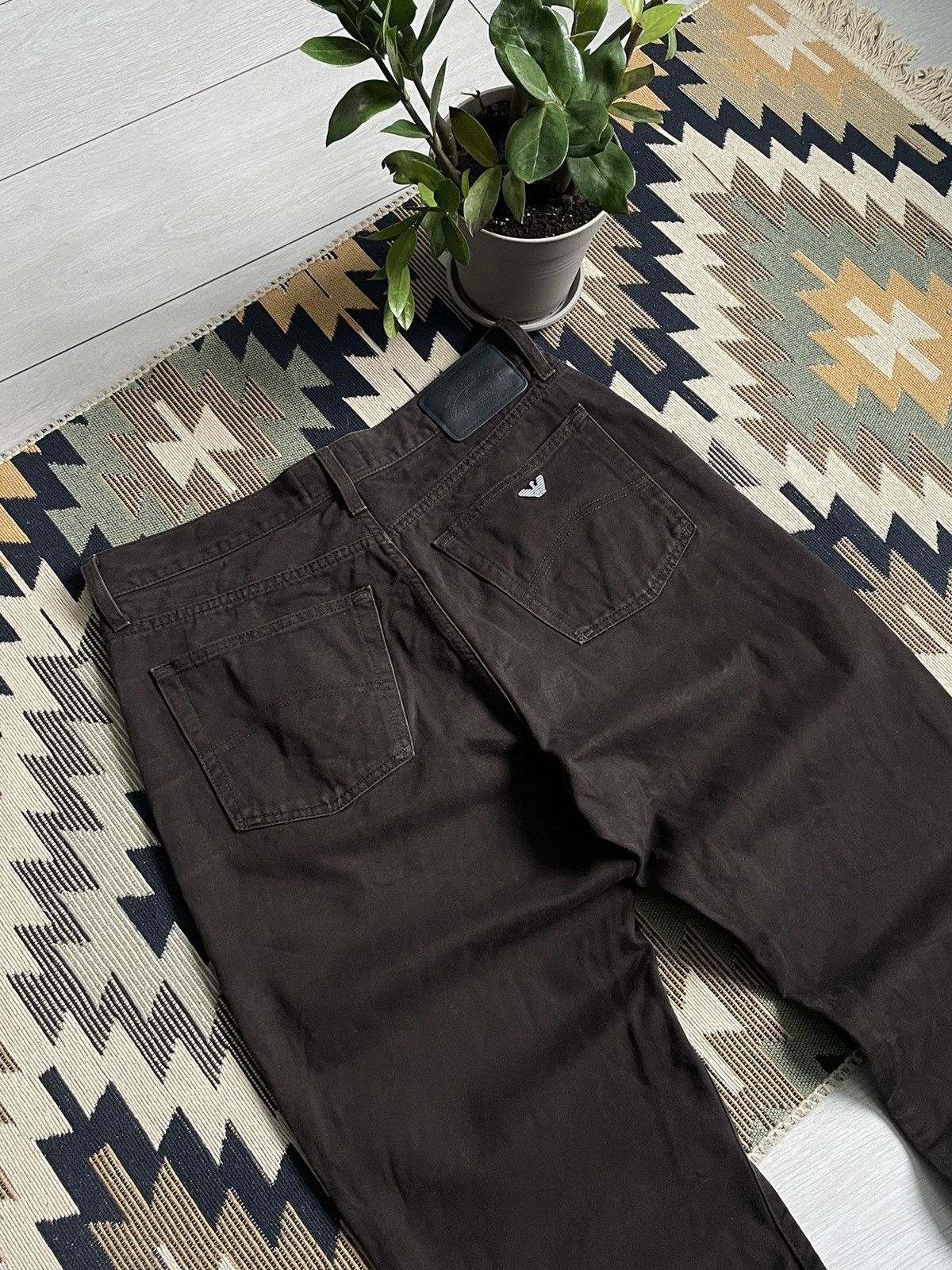 Armani Vintage Armani Metal Logo Brown Denim Pants Size US 36 / EU 52 - 4 Thumbnail