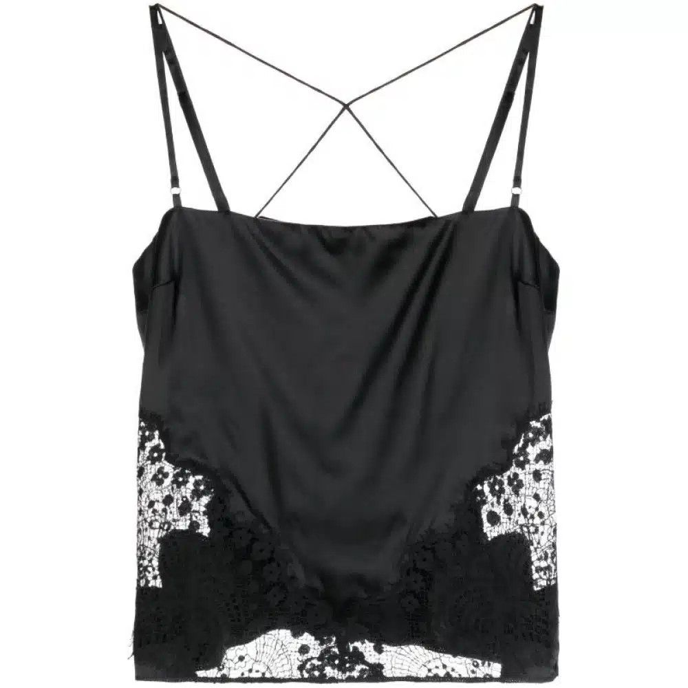 o1loc1c1124 TS2044 Silk Lace Top in Black