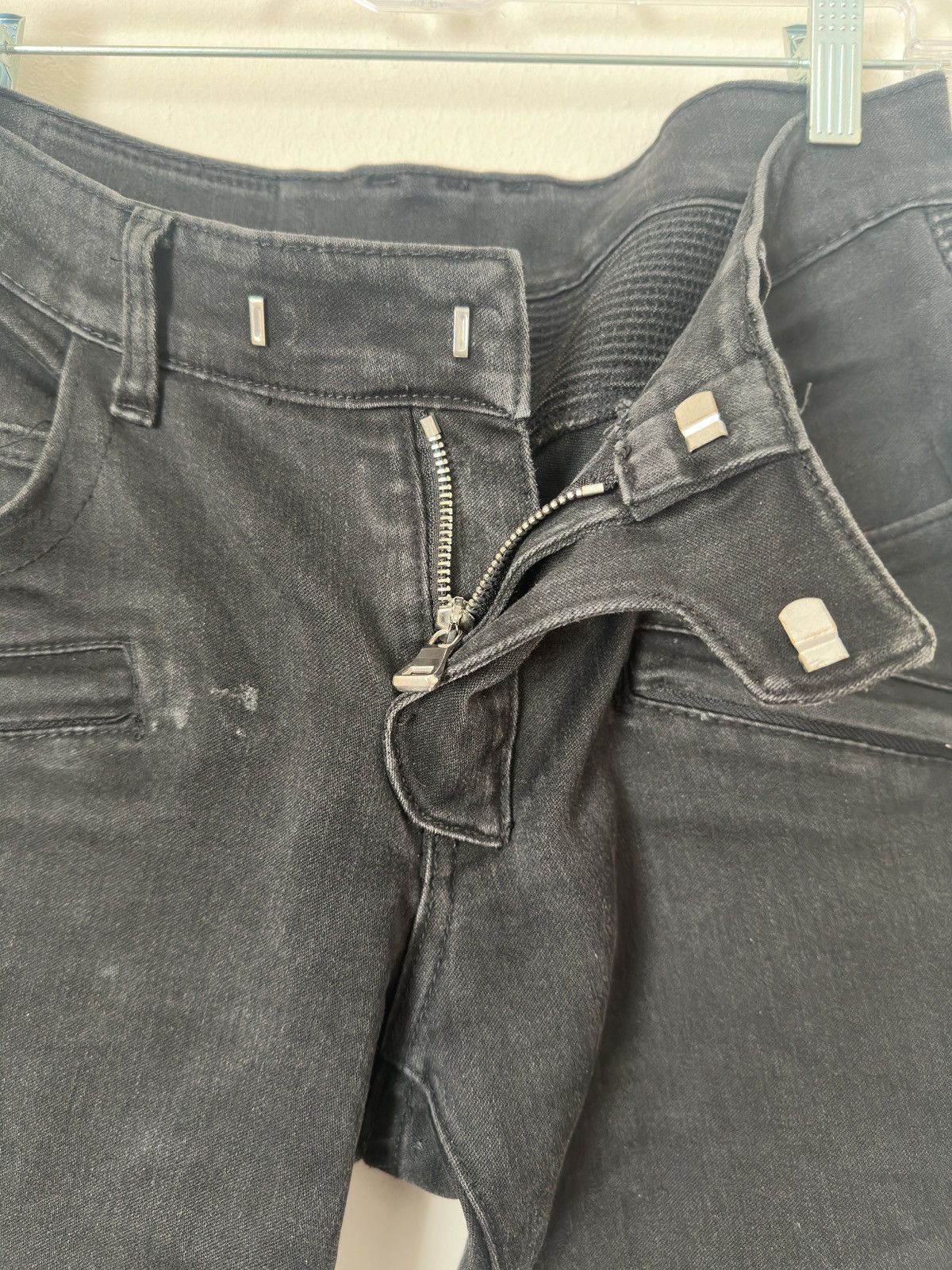 Balmain SS10 Decarnin Black Biker Moto Denim Jeans Size US 29 - 3 Thumbnail