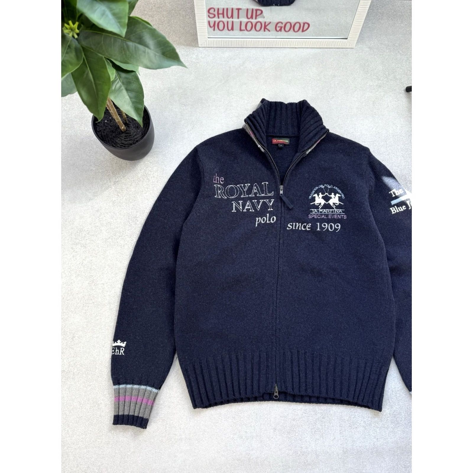 La Martina VINTAGE La Martina Sweater Full Zip Men L Navy Blue Wool Pullover 90s Streetwear Y2K Size US L / EU 52-54 / 3 - 4 Thumbnail
