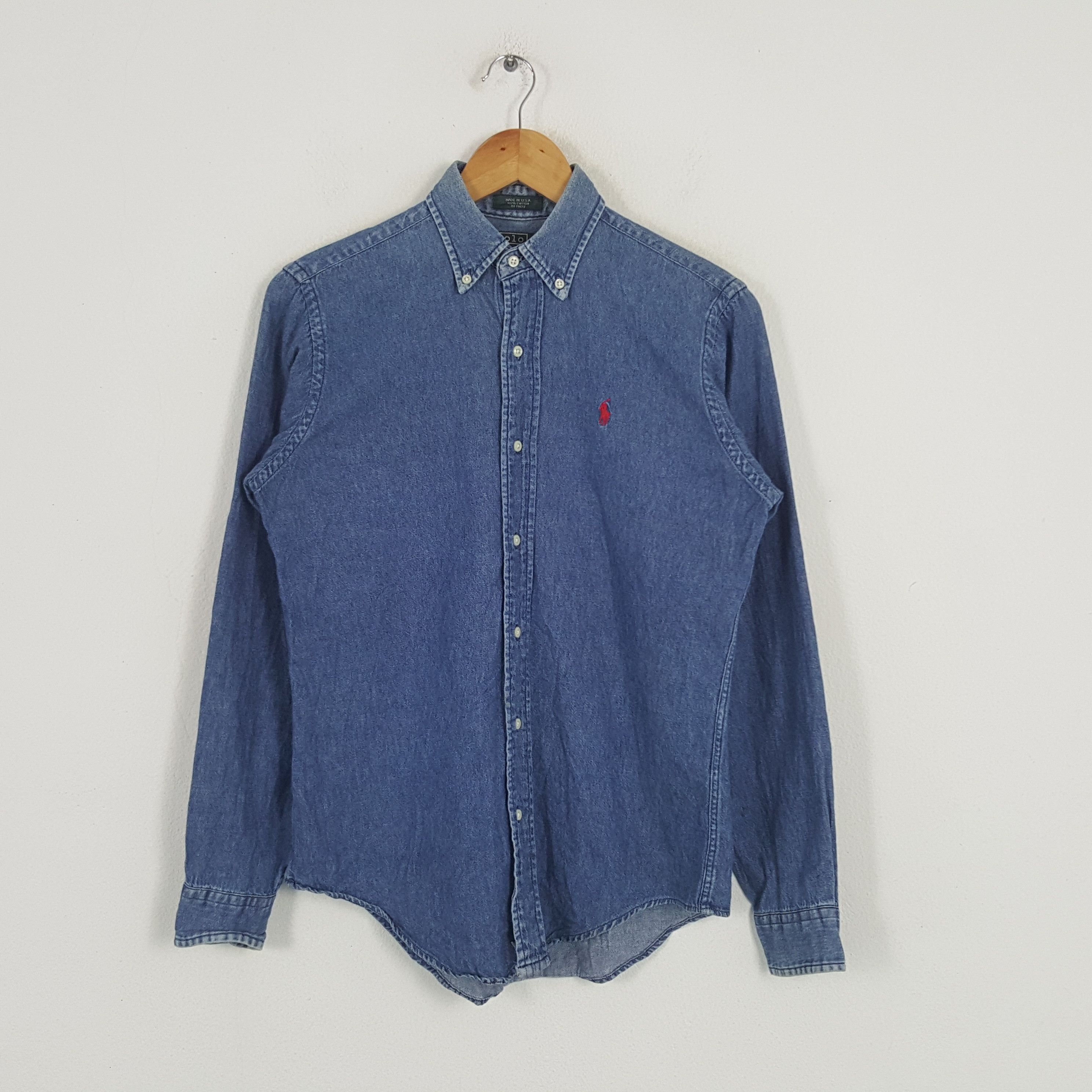 Designer × Polo Ralph Lauren × Vintage Vintage Polo Ralph Lauren American Denim Shirt Button Up Size US M / EU 48-50 / 2 - 1 Thumbnail