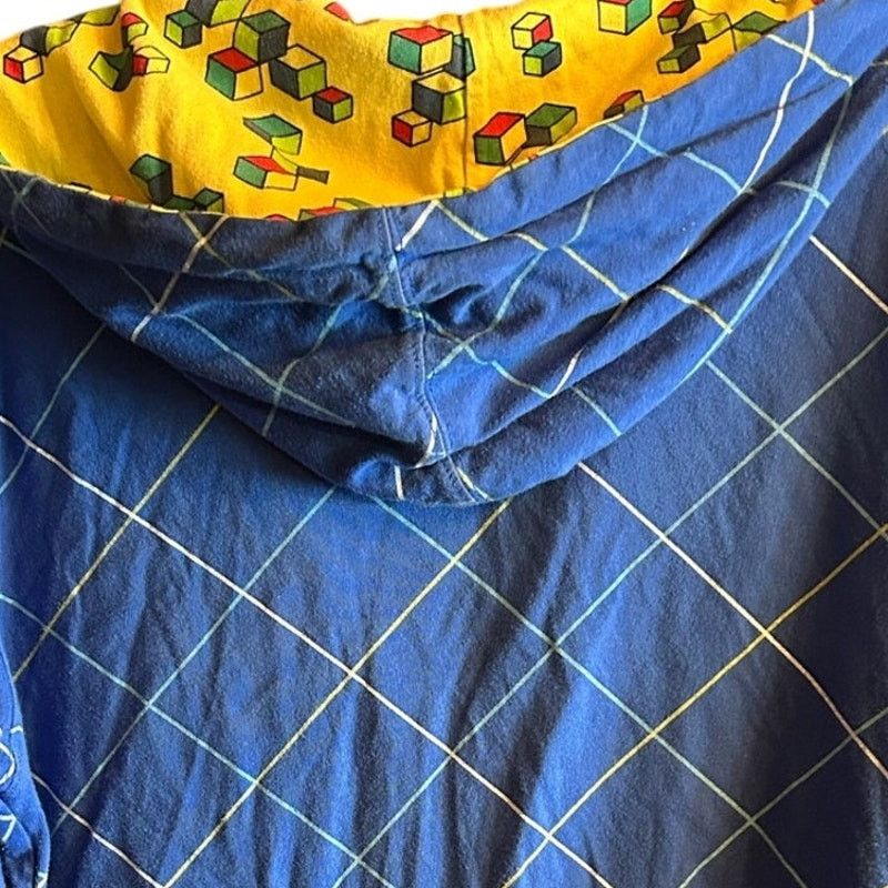 Other Vurt Y2K Zip Hoodie Blue Grid Geometric Cube Hood Medium Size US M / EU 48-50 / 2 - 1 Thumbnail