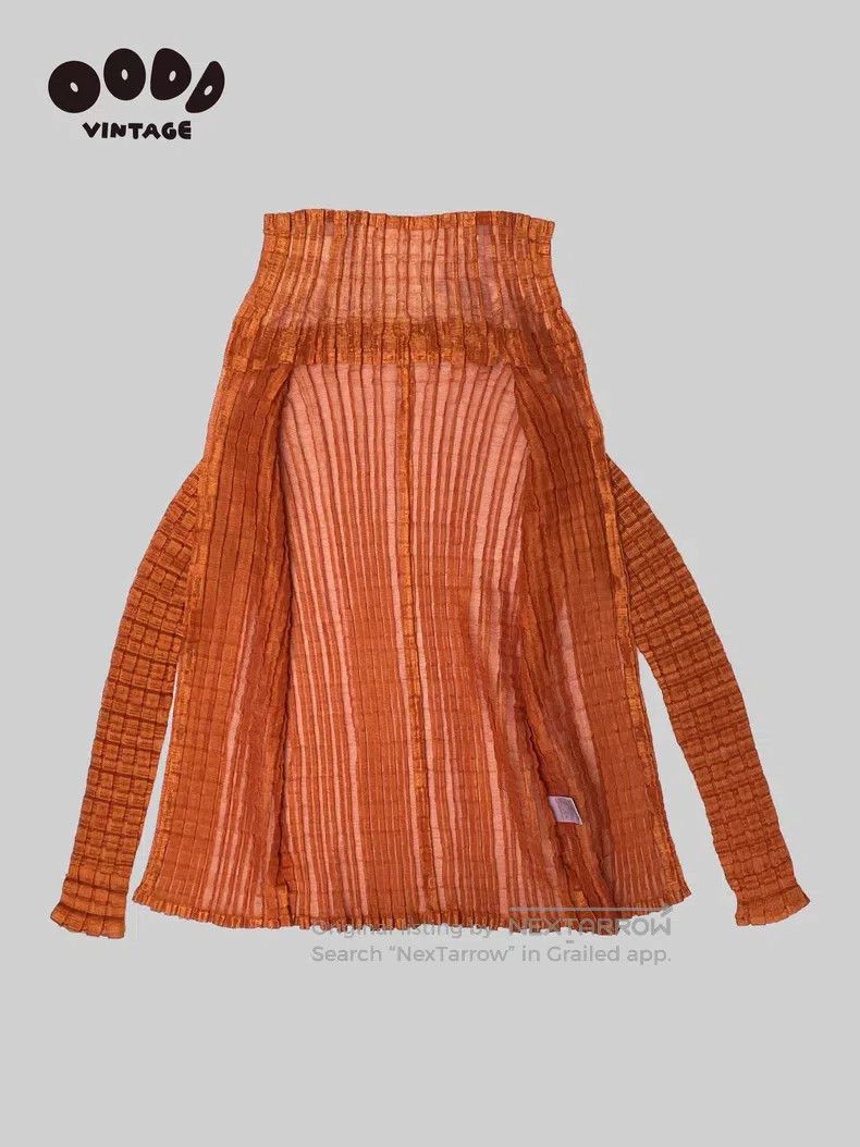 Issey Miyake Issey Miyake Size: Medium Golden Orange Plaid Pleated Shirt Size US S / EU 44-46 / 1 - 3 Thumbnail