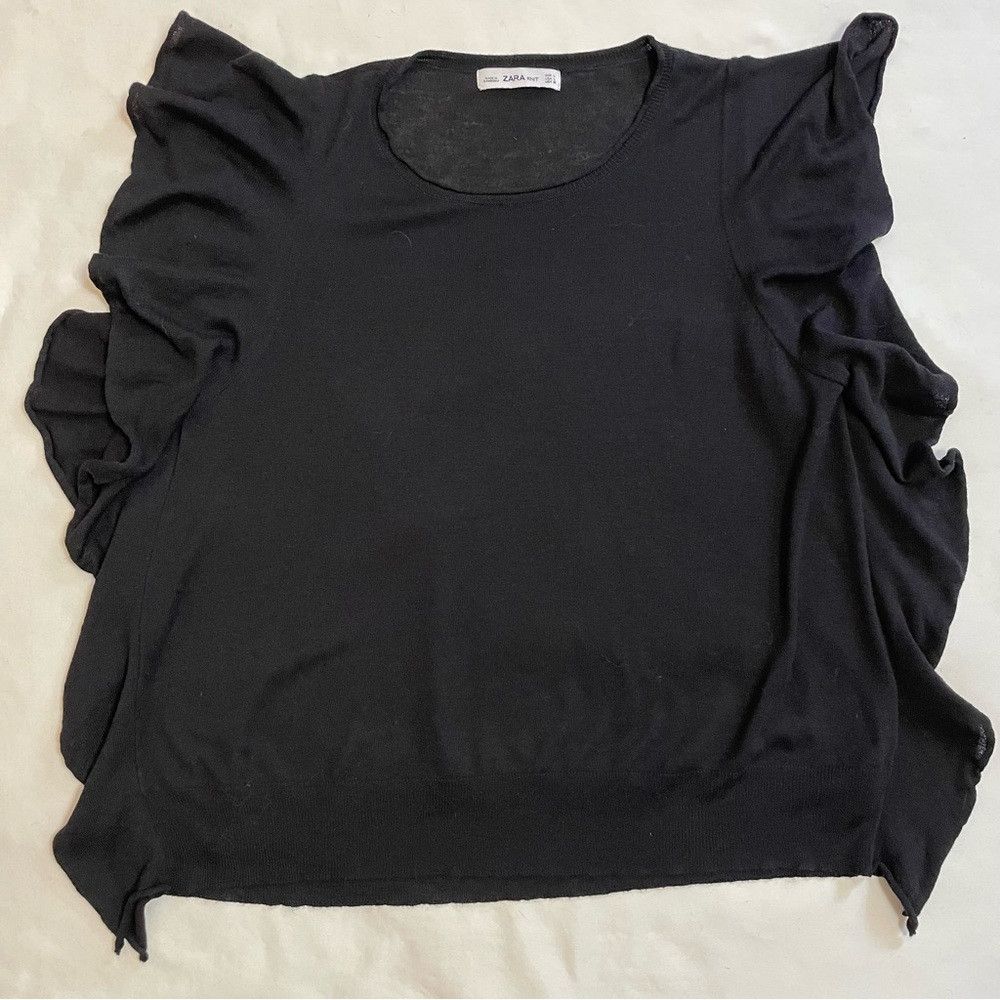 Zara Zara Knit Black Ruffle Sleeveless Top Size L Size L / US 10 / IT 46 - 5 Thumbnail
