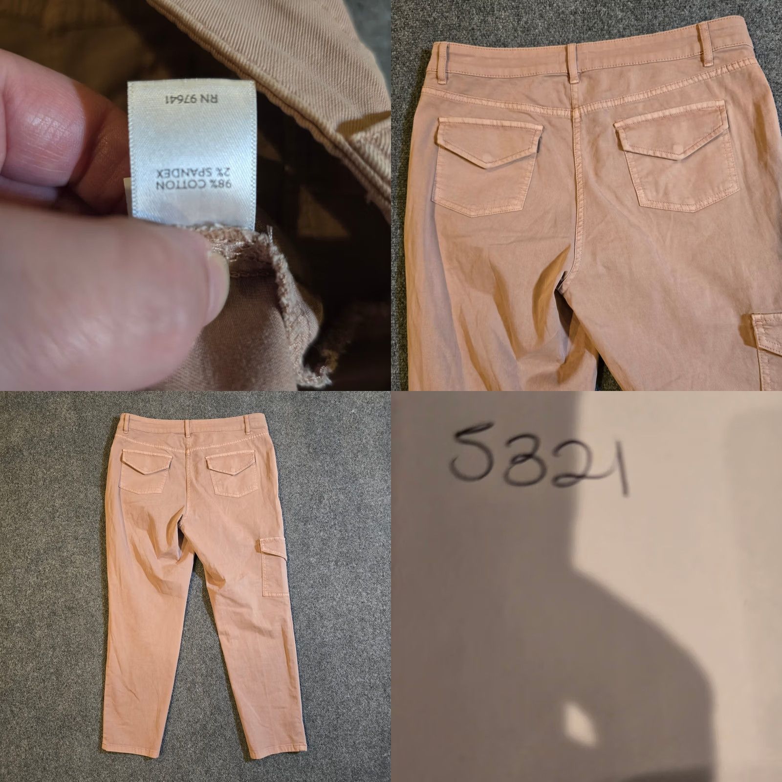 J. Jill J. Jill Pants Women 12P Pink Cargo Tapered Cropped Flap Pockets Casual Knit Cotton Spandex Size 34" / US 12 / IT 48 - 8 Thumbnail