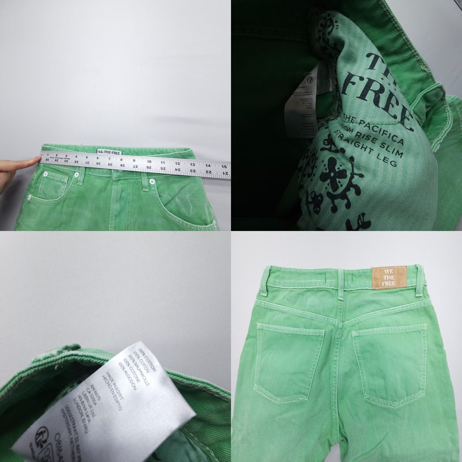 Vintage We the Free Pacifica High Rise Slim Straight Jeans size 26x30 Green Boho Coastal Mens Womens Girls Boys Size 26" / US 2 / IT 38 - 8 Thumbnail