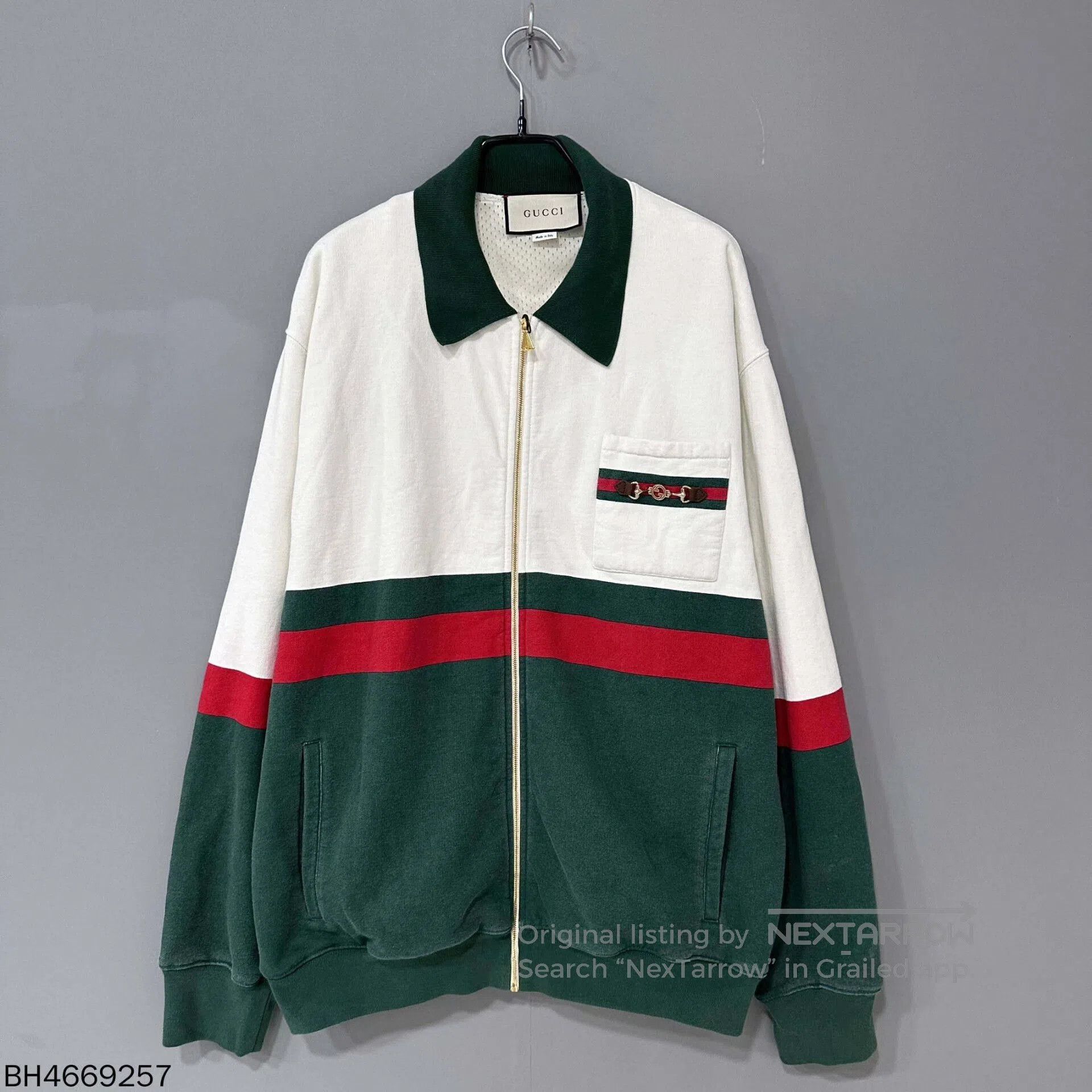Gucci gucci striped zip-up jacket in green and white. Size US L / EU 52-54 / 3 - 1 Thumbnail
