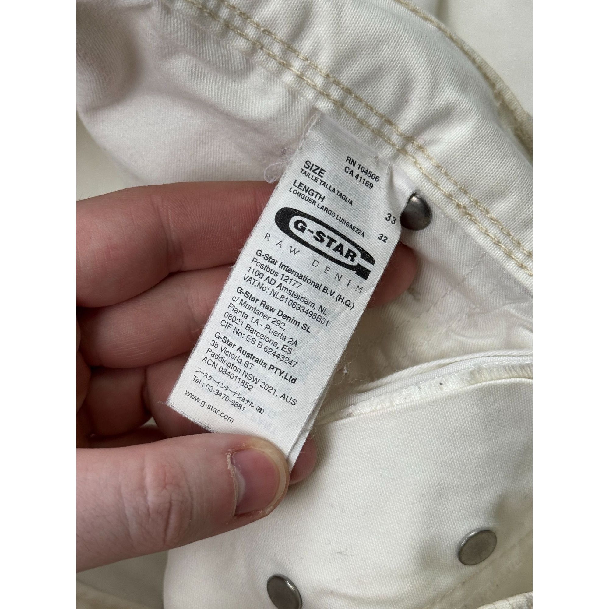 G-Star G-Star RAW White Pants (Y1186) Size US 33 - 12 Thumbnail