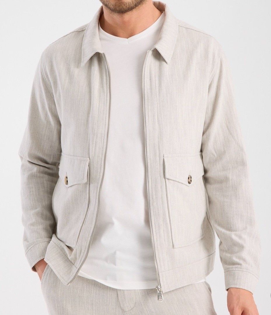 Zara Zara 100% Linen Zip Bomber Jacket Size US XL / EU 56 / 4 - 4 Thumbnail