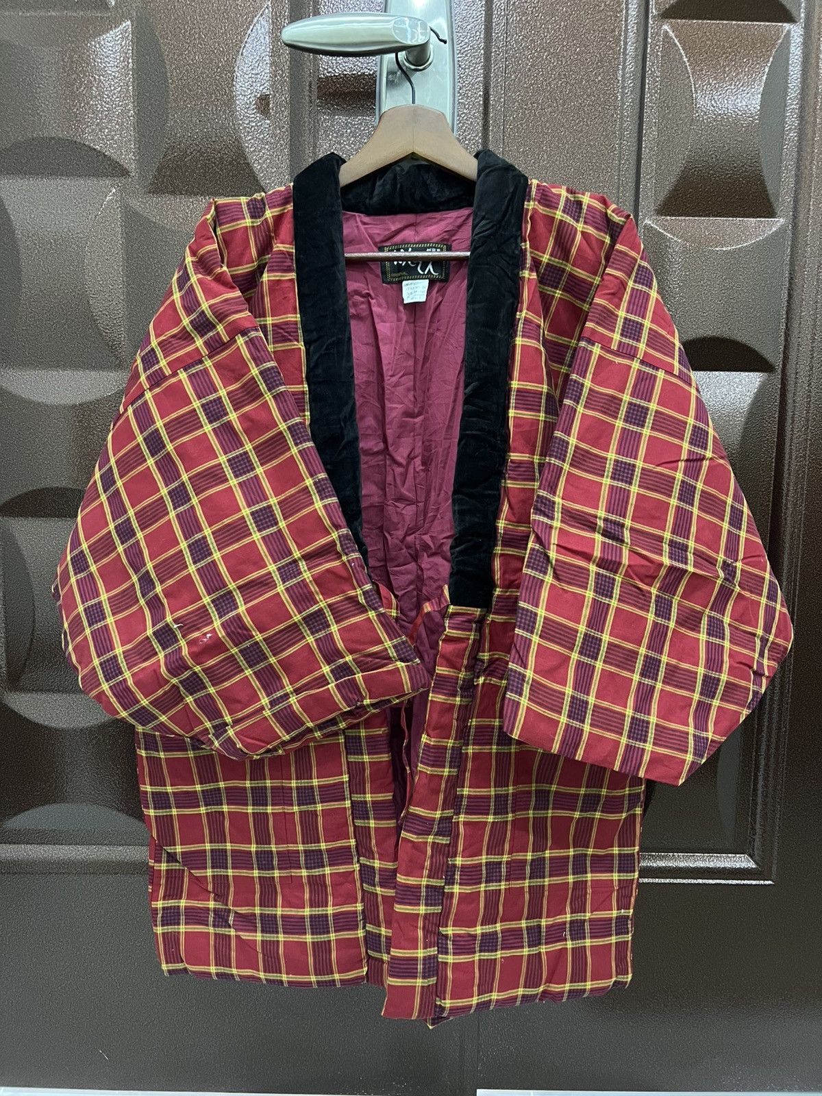 Japanese Brand Japanese Style Padded Kimono Jacket – Red Tartan Check Size US L / EU 52-54 / 3 - 2 Thumbnail