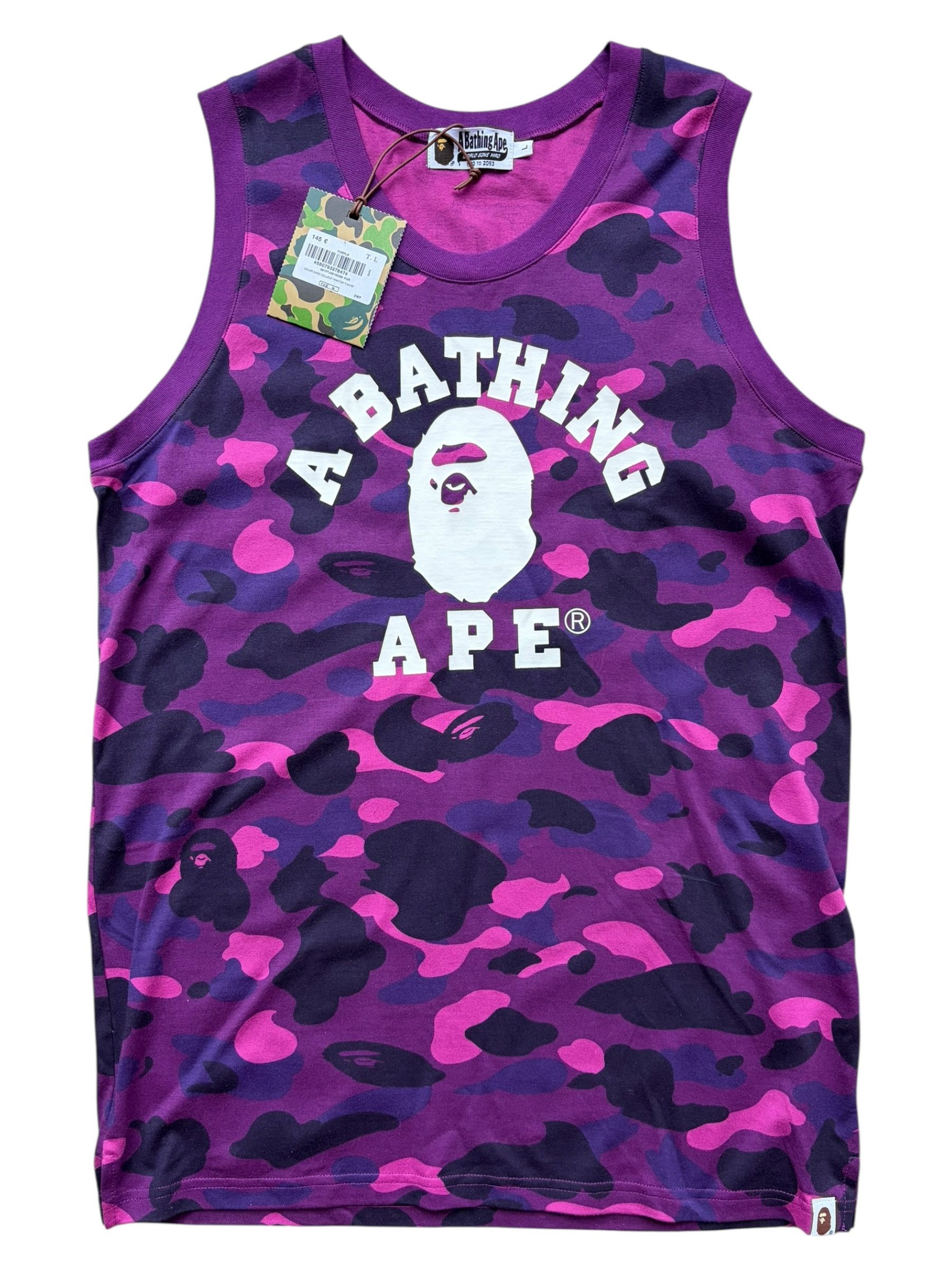 Bape Bape Purple Camo White College Logo Sleeveless Tank Top Size US L / EU 52-54 / 3 - 1 Thumbnail
