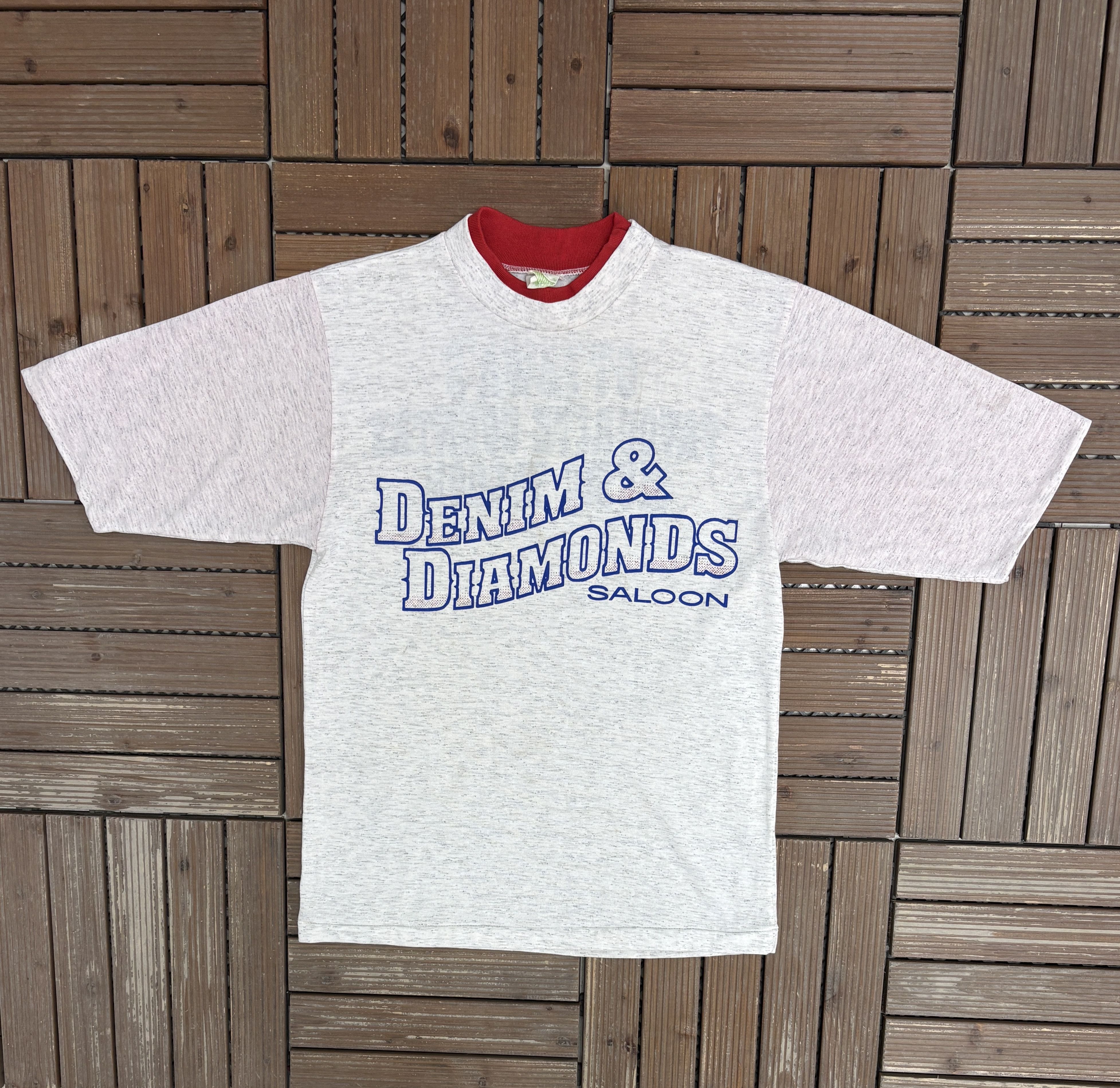 Vintage Denim & Diamonds Saloon Vintage Grey T-Shirt Tee Size US M / EU 48-50 / 2 - 1 Thumbnail