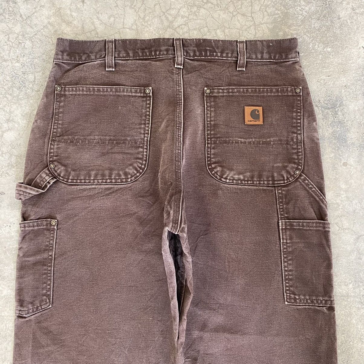 Carhartt × Vintage VTG Carhartt Double Knee Faded Brown Carpenter Work Pants Size US 34 / EU 50 - 21 Thumbnail