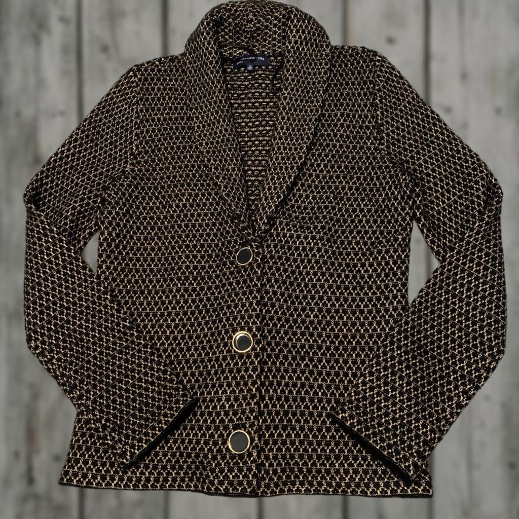 Jones New York Jones New York Signature Cardigan Sweater Womens Medium Black Gold Metallic Size M / US 6-8 / IT 42-44 - 1 Thumbnail