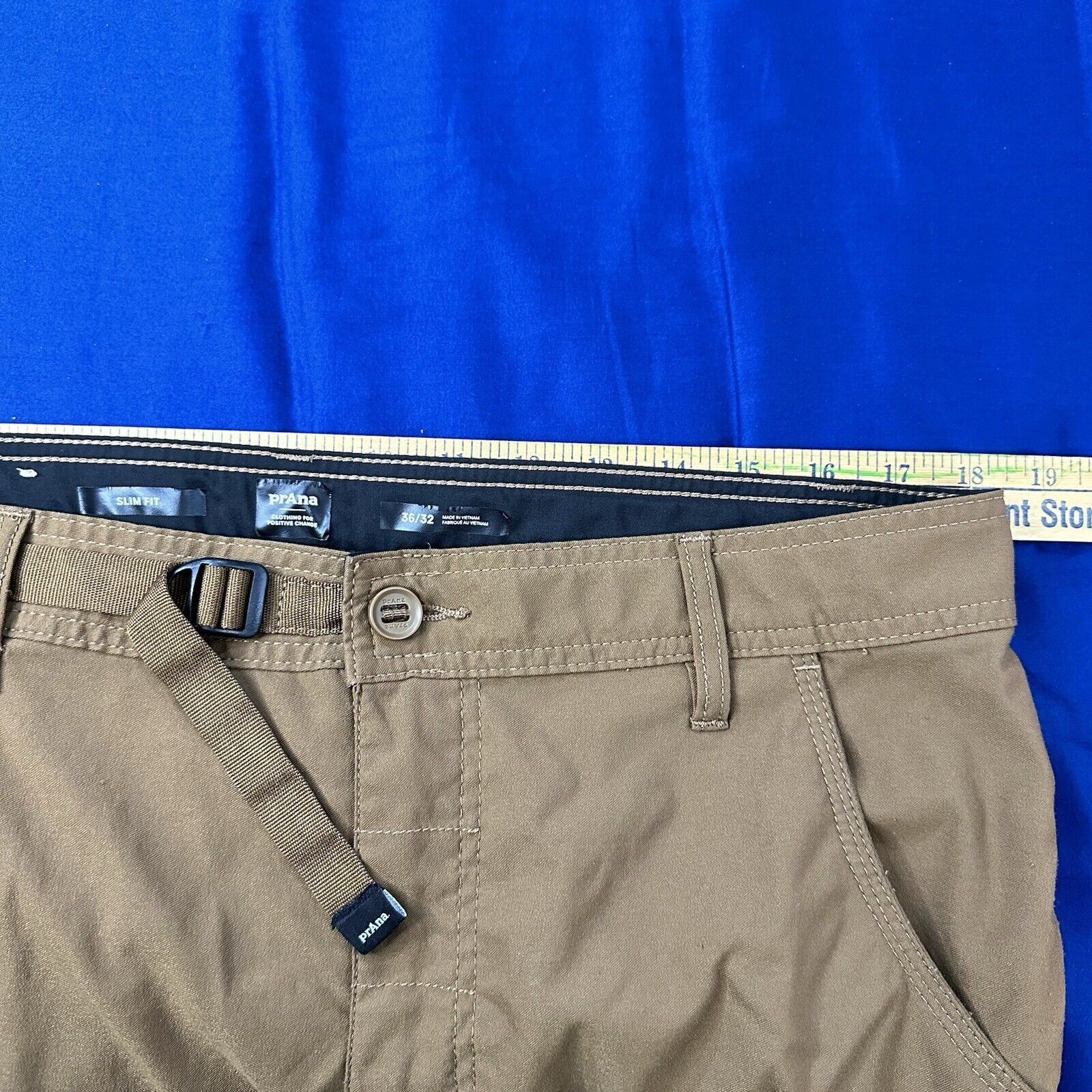 Prana Prana Zion Pants 36x32 Stretch Belted Roll Hiking Tan flaw* Size US 36 / EU 52 - 4 Thumbnail