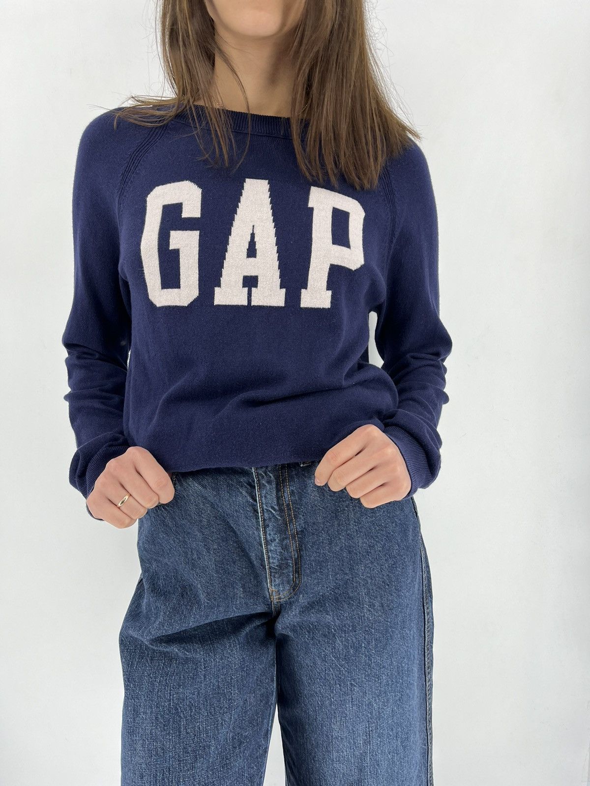 Gap × Vintage Lambswool Sweater Crewneck Pullover GAP Womens Small Navy Size S / US 4 / IT 40 - 1 Thumbnail