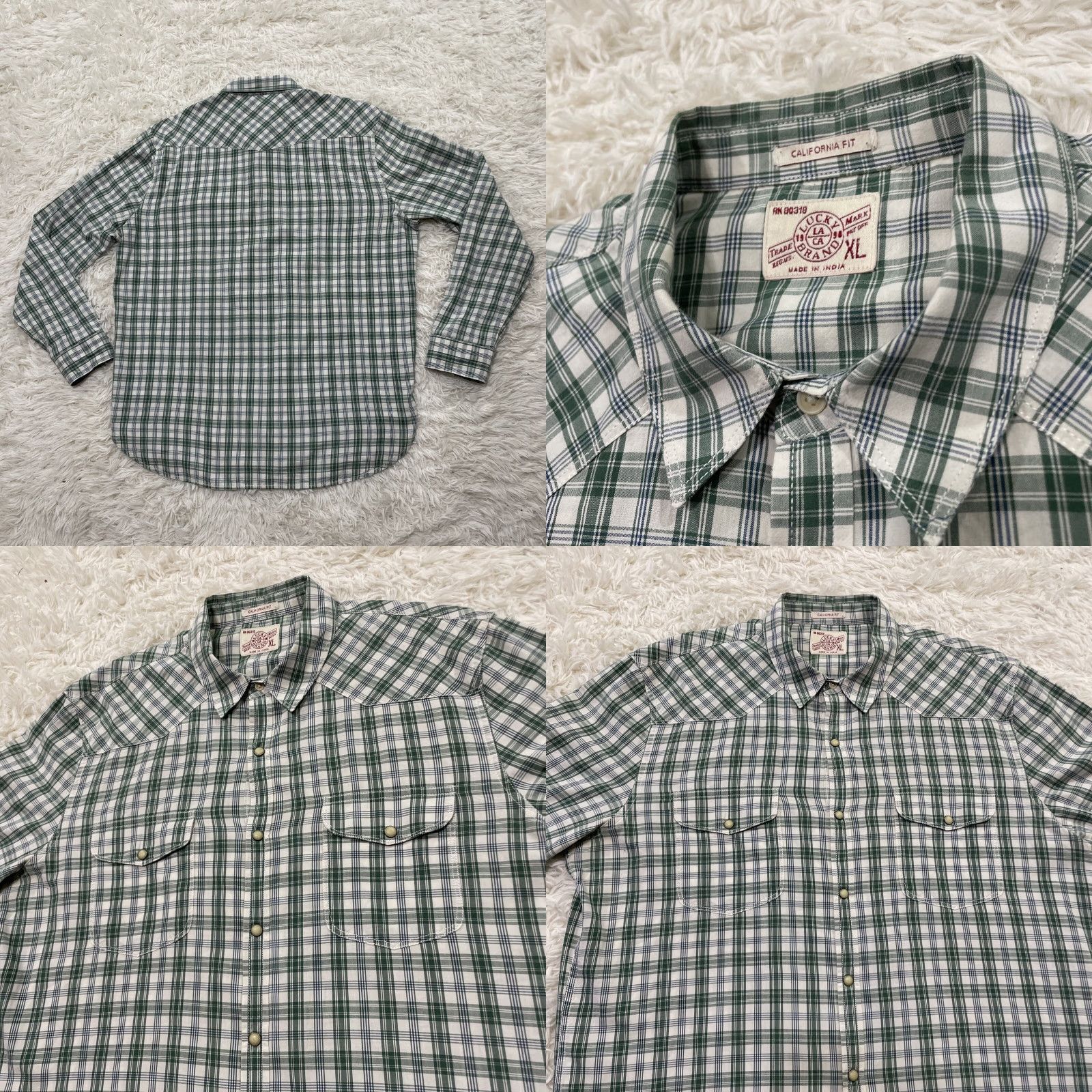 Lucky Brand LUCKY BRAND Pearl Snap Shirt Men XL Western Green Plaid California Fit 90s St. Patrick's Day Art Free-Color? Size US XL / EU 56 / 4 - 9 Thumbnail