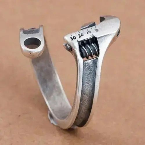 Vintage Retro Wrench Opening Free Size Adjustable Metal Ring Size ONE SIZE - 4 Thumbnail