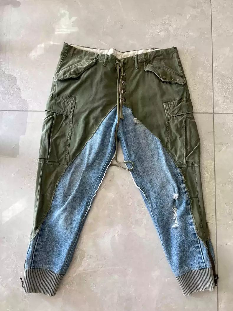 Greg Lauren Artillery shell patchwork pants
