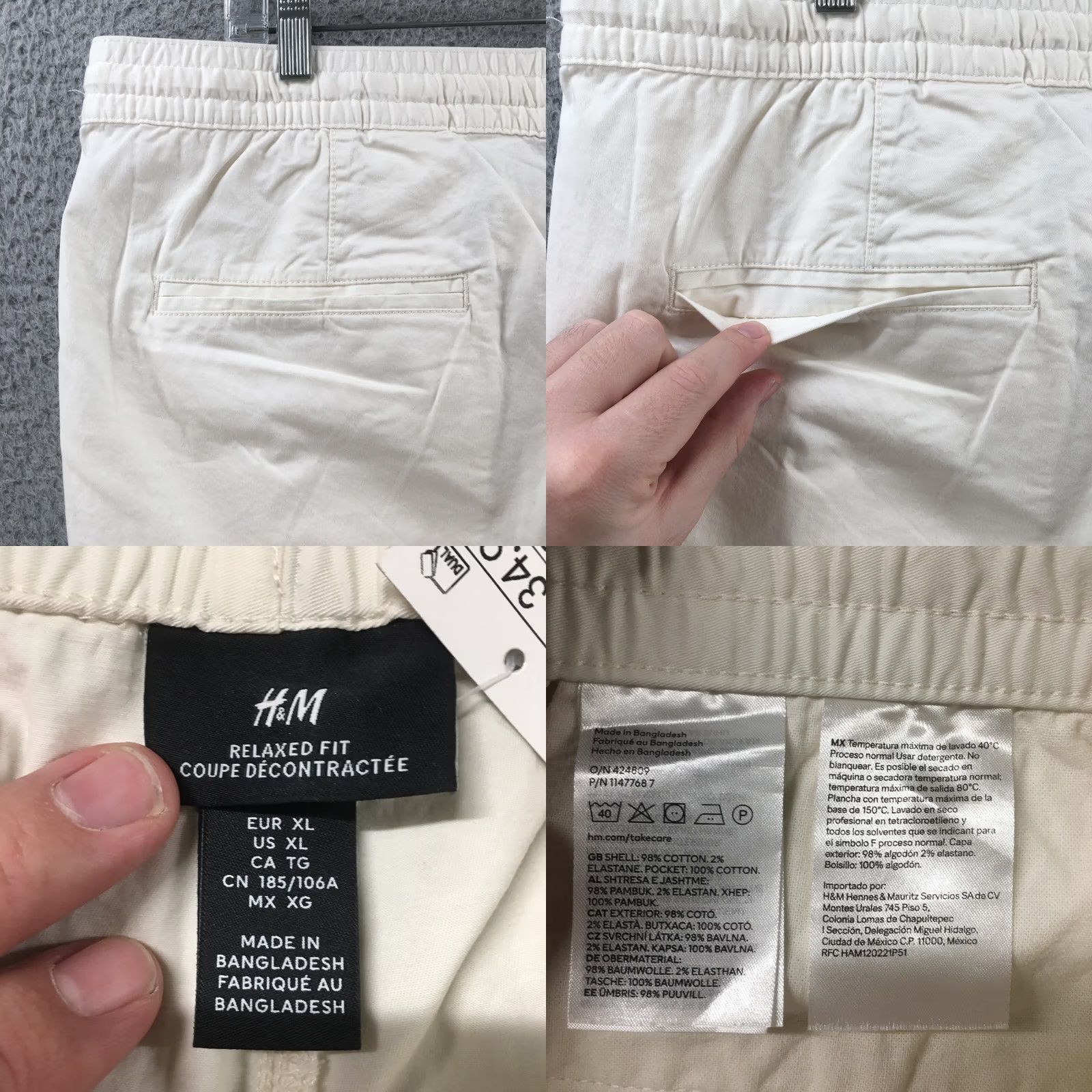 H&M H&M Relaxed Fit Jogger Pants Womens XL Beige Cotton Blend Hi-Rise Flats Front Pockets Regular Inseam 29 Pants Casual Womens Size 40" / US 18 - 9 Thumbnail