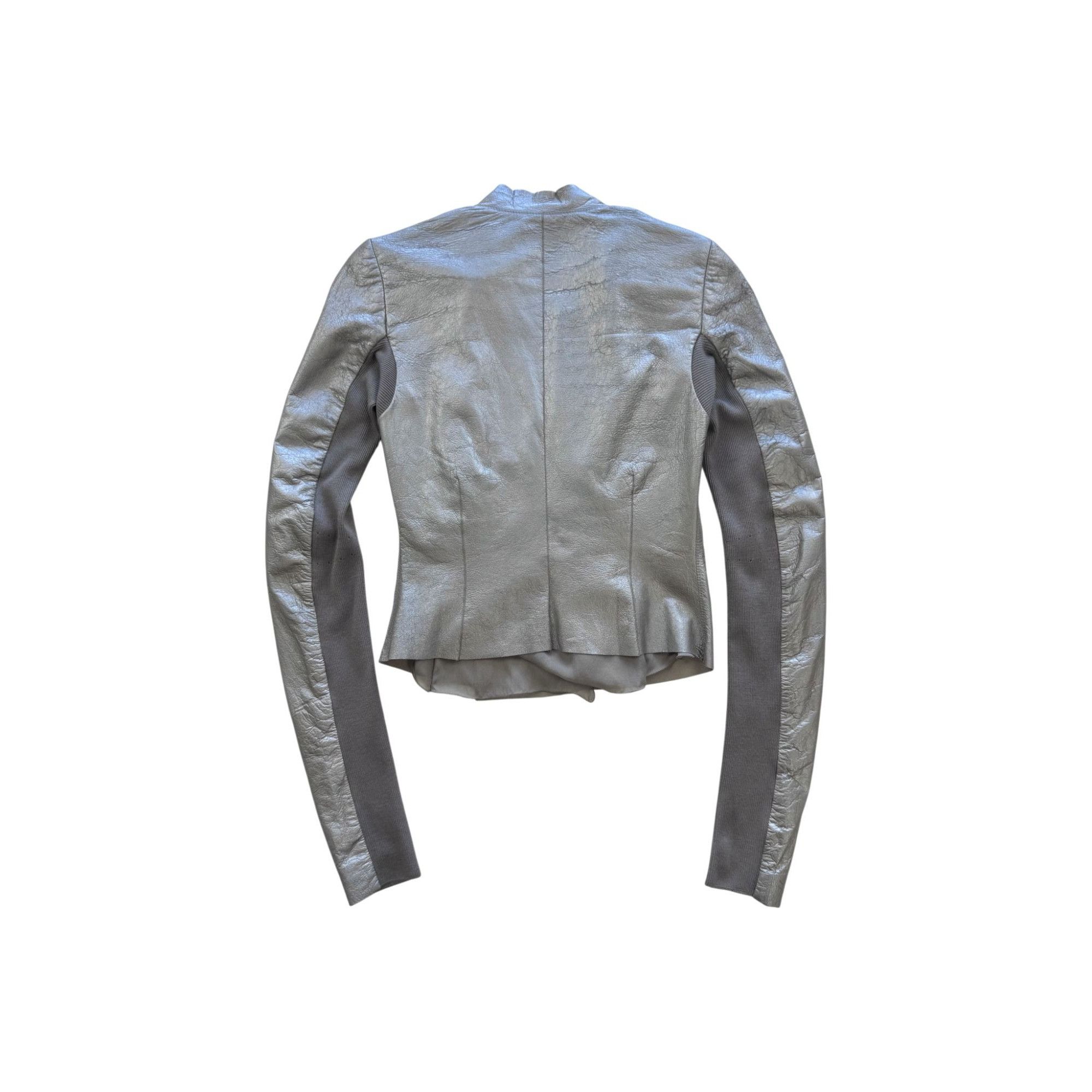 Rick Owens Rick Owens S/S18 'DIRT' Warm Silver Cowl Neck Biker Jacket Size XS / US 0-2 / IT 36-38 - 2 Thumbnail