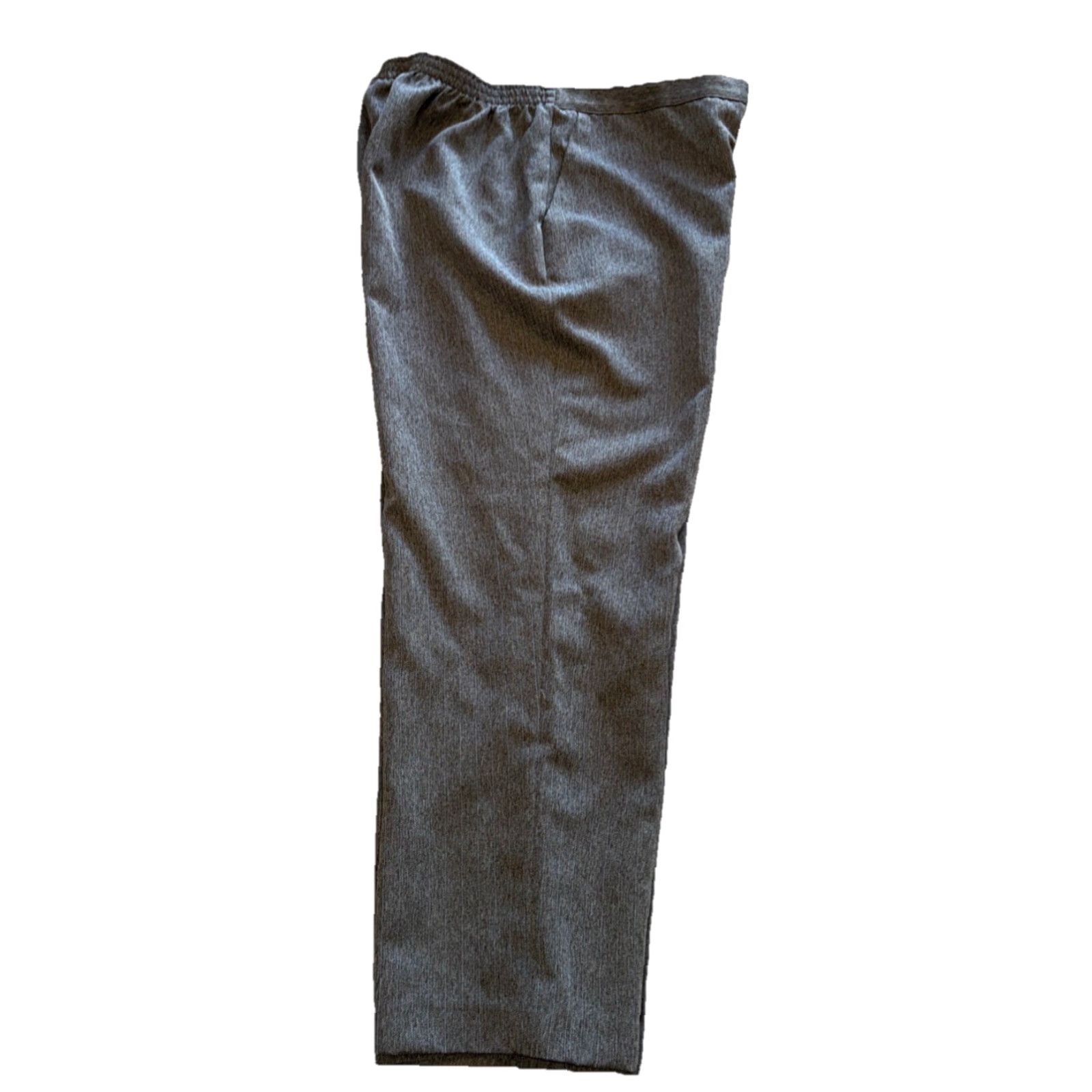 Vintage ALFRED DUNNER Dress Pants Gray Herringbone Pull-On Women Size 16 Elastic Waist Straight Leg Regular Fit 28in Inseam Size 24" / US 00 / IT 34 - 2 Thumbnail