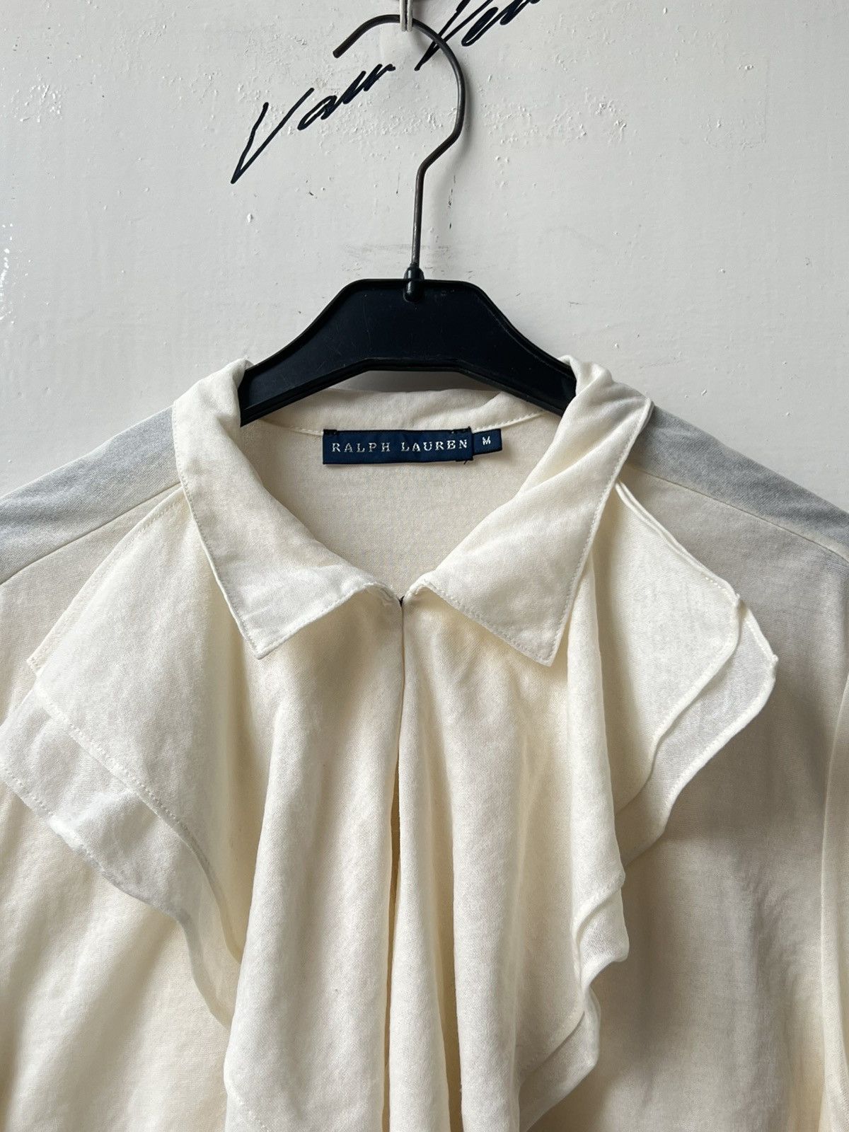 Ralph Lauren RALPH LAURENT Cream Shawl Tie Shirt Size US XS / EU 42 / 0 - 12 Thumbnail