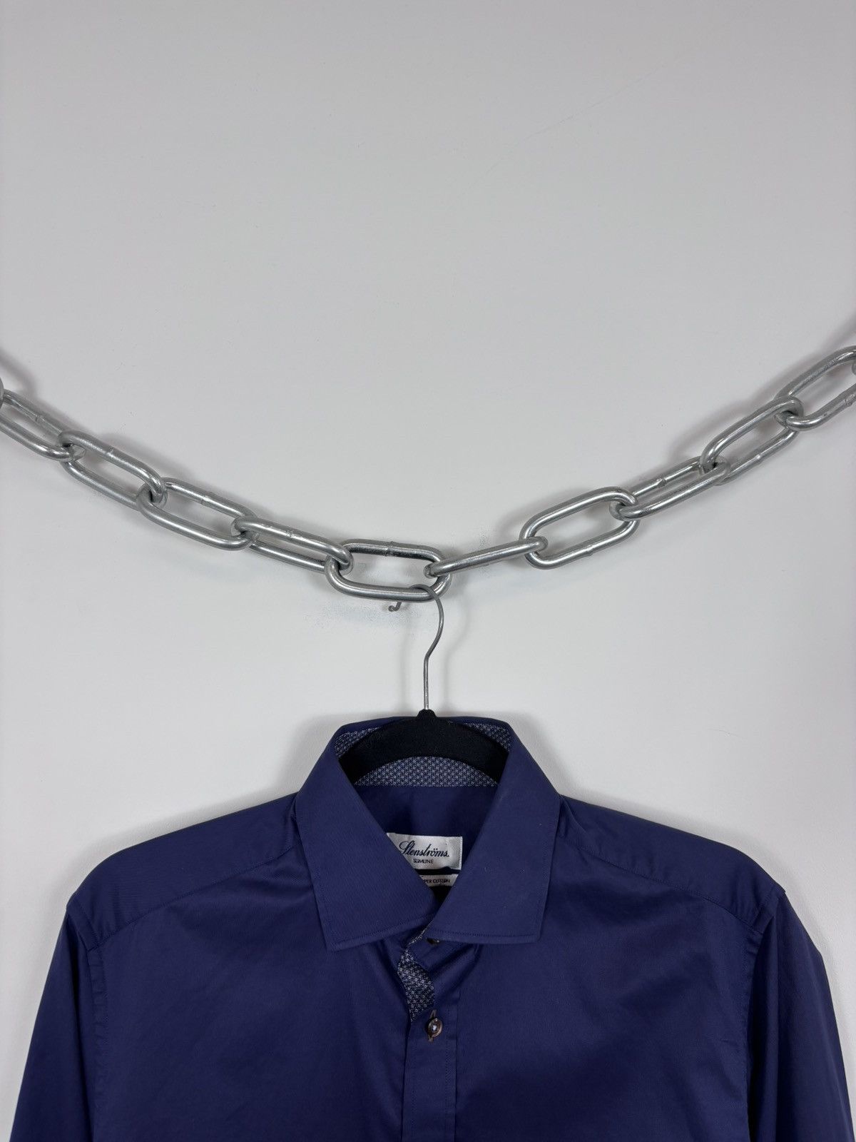 Strenstroms Stenstroms Men’s Slimline Navy Blue Dress Button Up Shirt Size US M / EU 48-50 / 2 - 3 Thumbnail